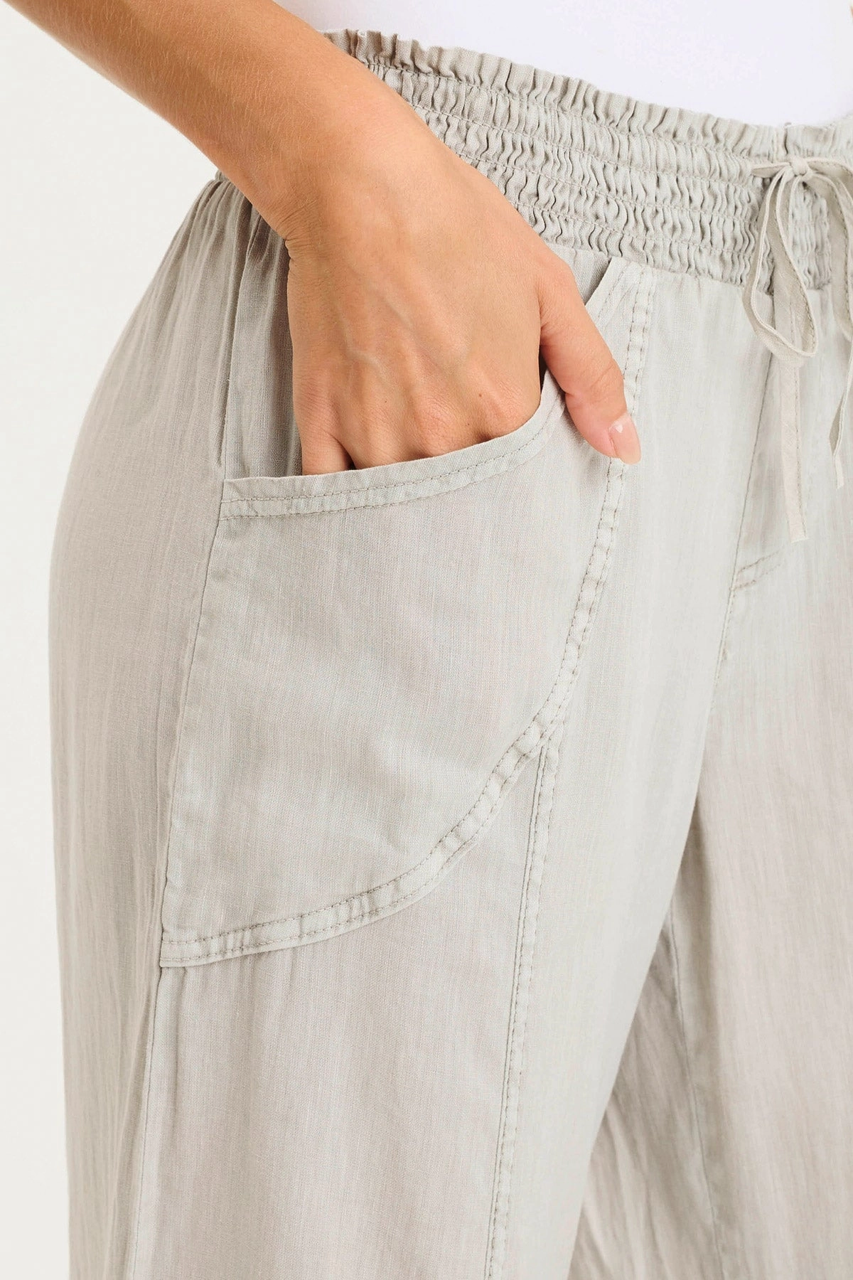 Comfy Fit Chill Style Pia Paper-Bag Waist Linen Wide Leg Pant