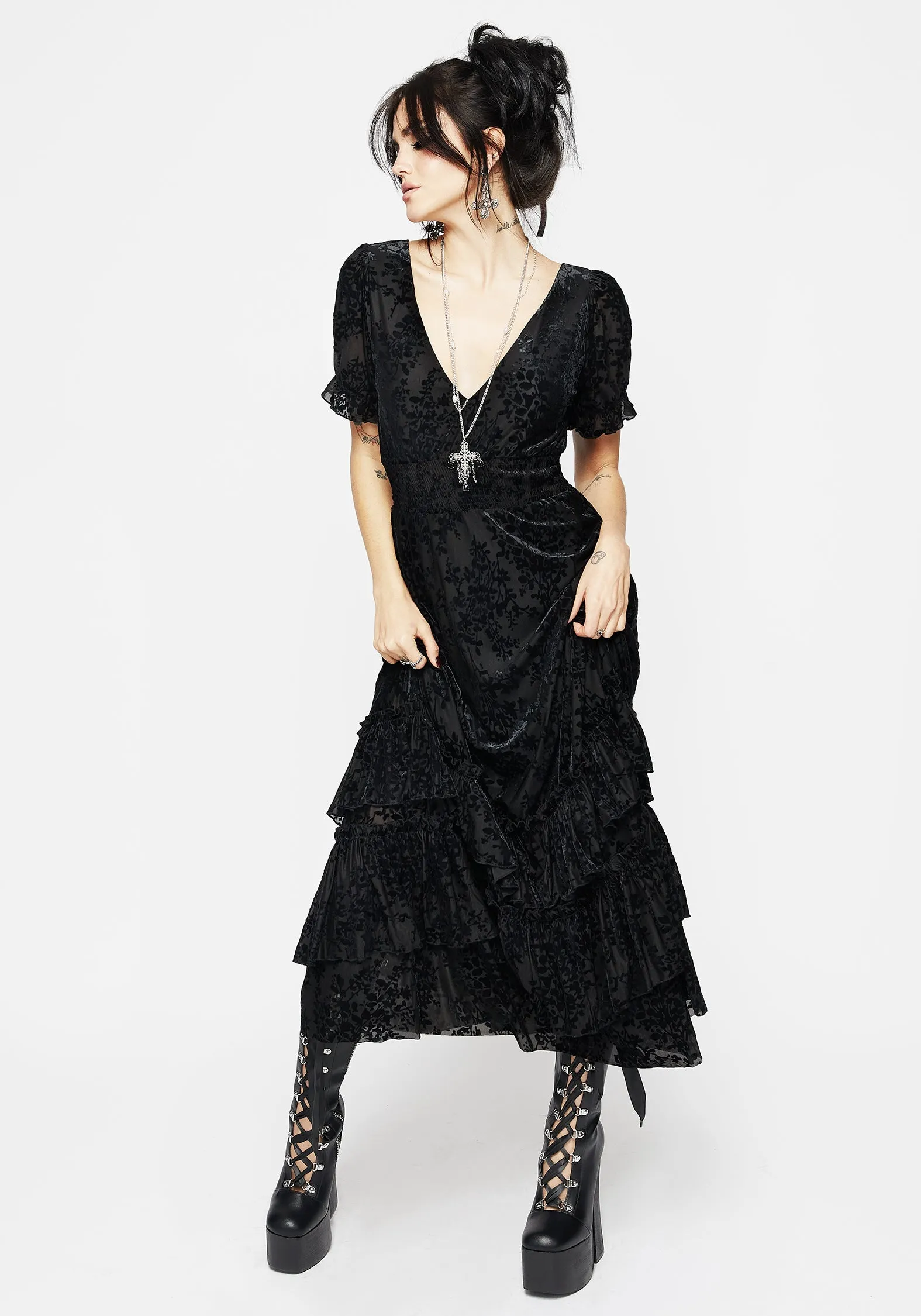 Fashionable And Functional Lilias Devor?? Tiered Maxi Dress