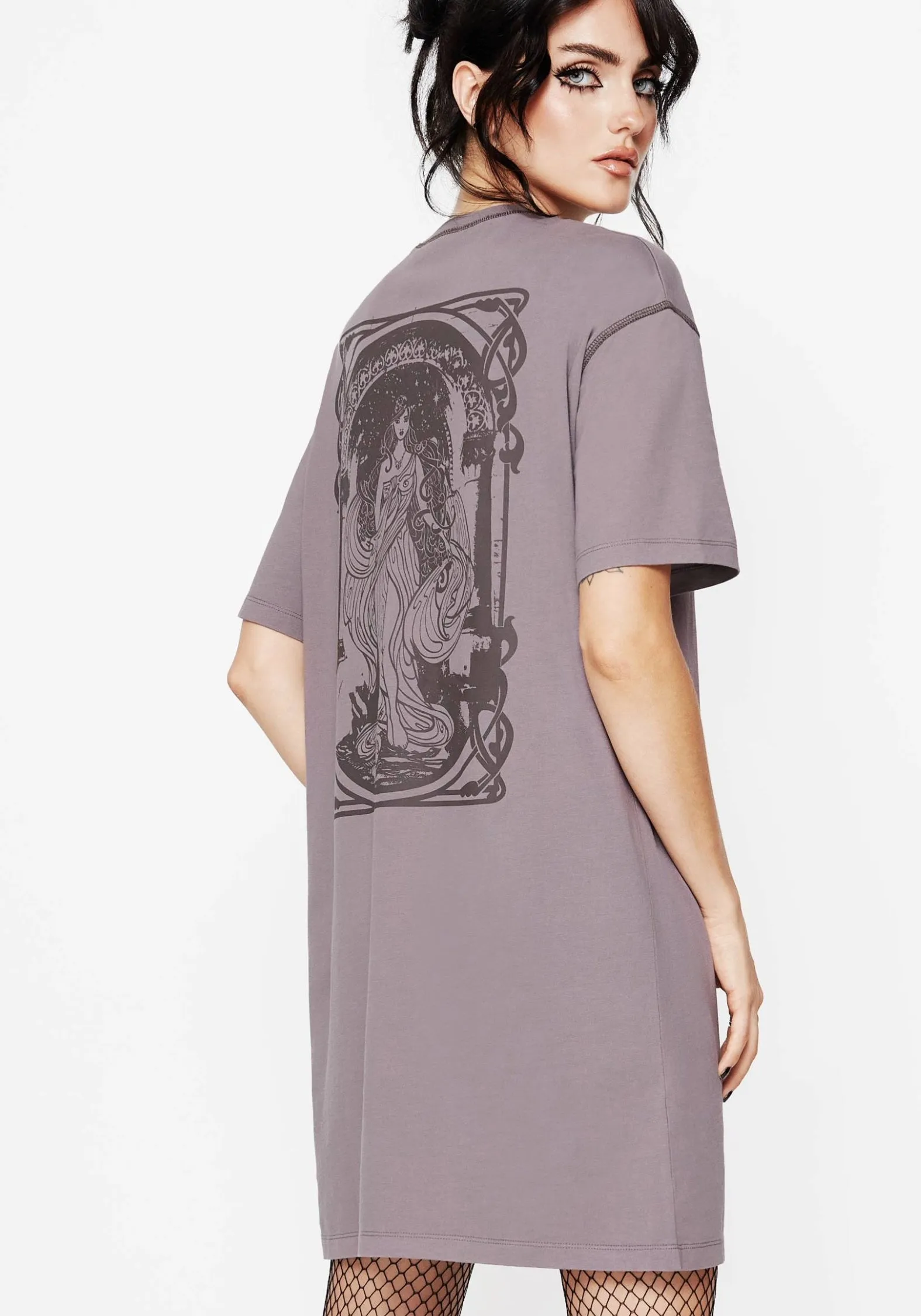 Matte Look Saria Cotton Goddess Printed Jersey Tee Dress