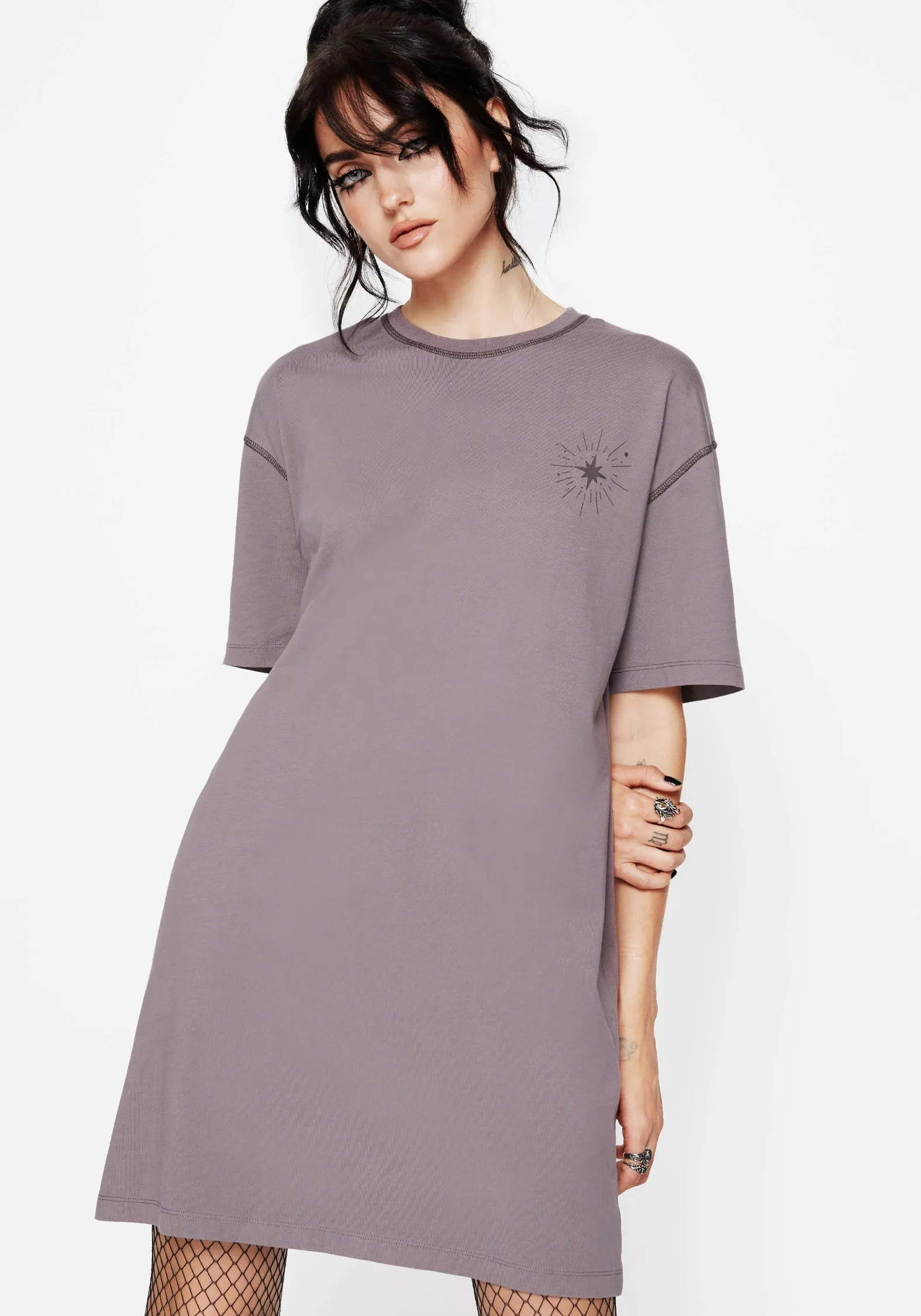 Saria Cotton Goddess Printed Jersey Tee Dress Tiered Skirt Lounge Feel