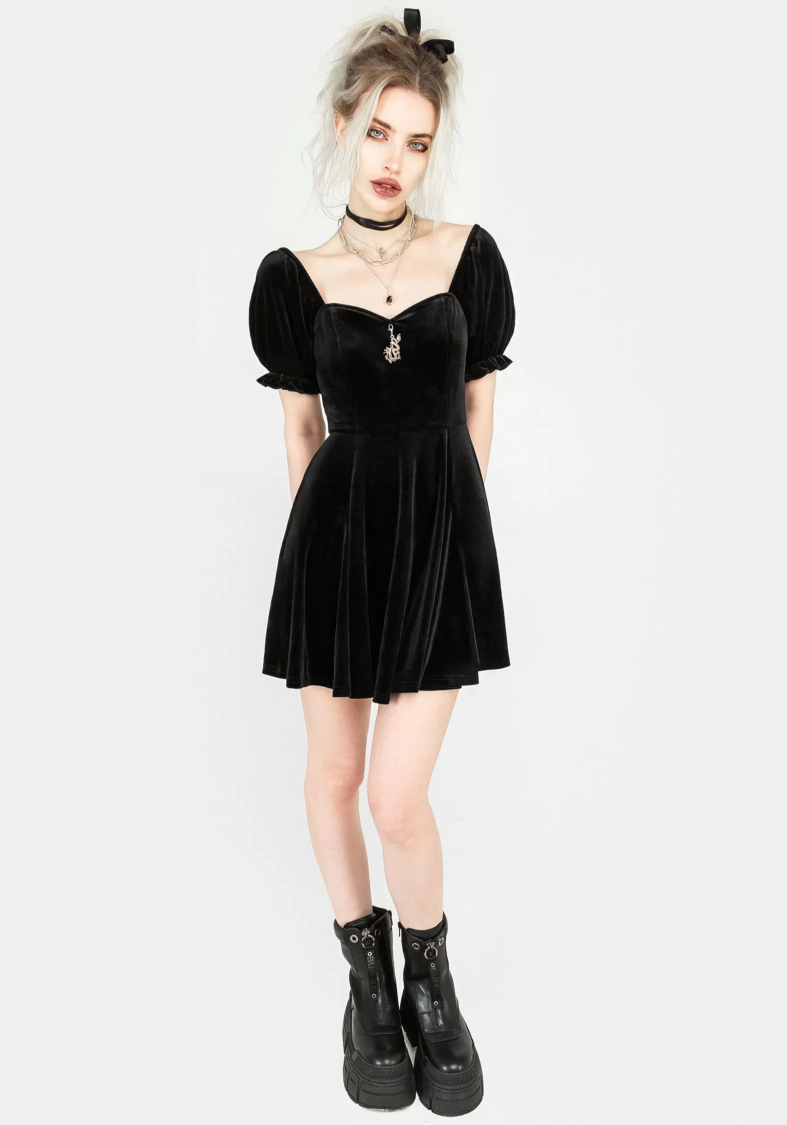 Casual Motion Drakon Velour Corset Mini Dress