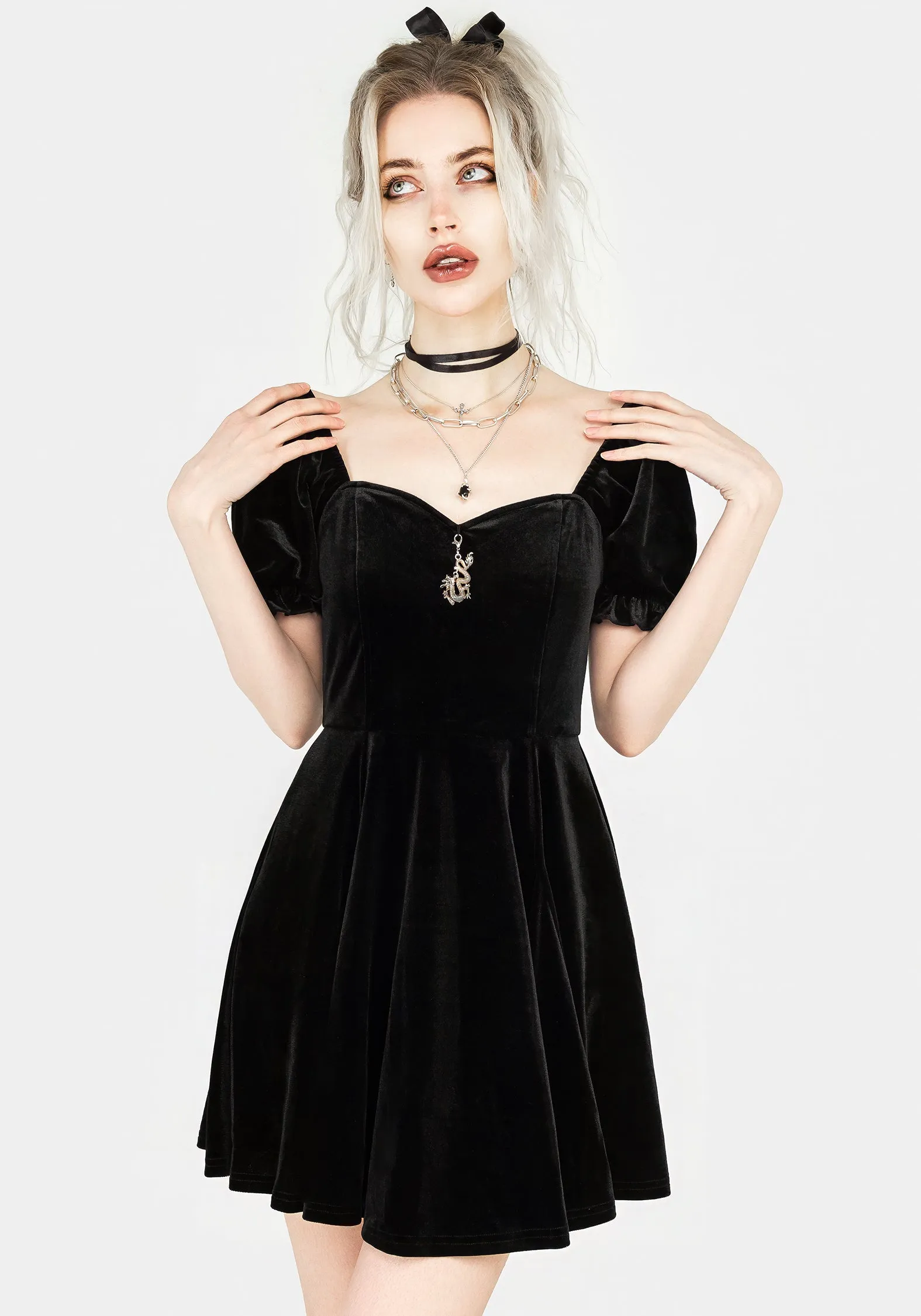 Drakon Velour Corset Mini Dress Matte Fabric Everyday Comfort Wear