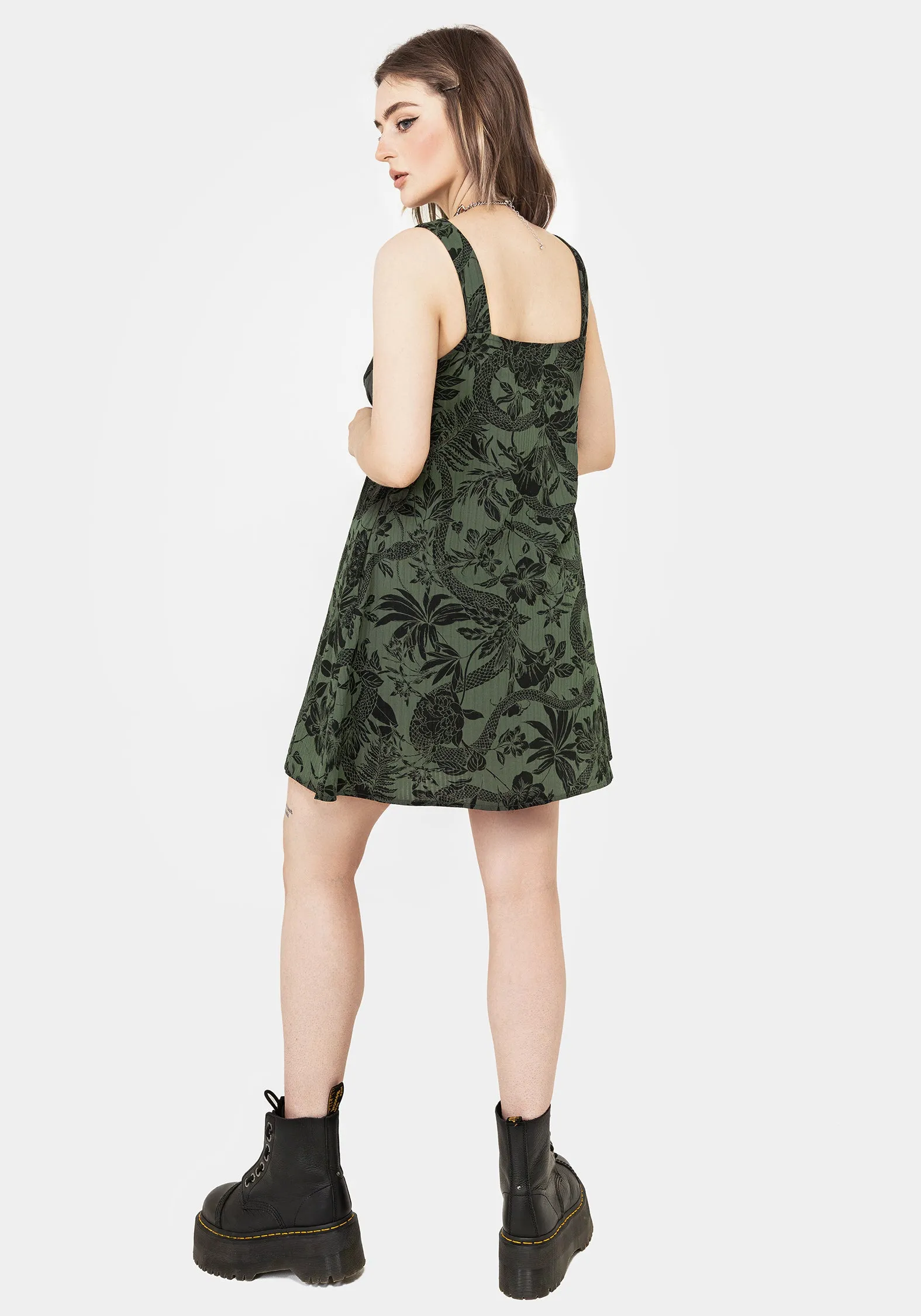 Relaxed Vibe Smooth Edge Bashe Cotton Mini Sun Dress - Green