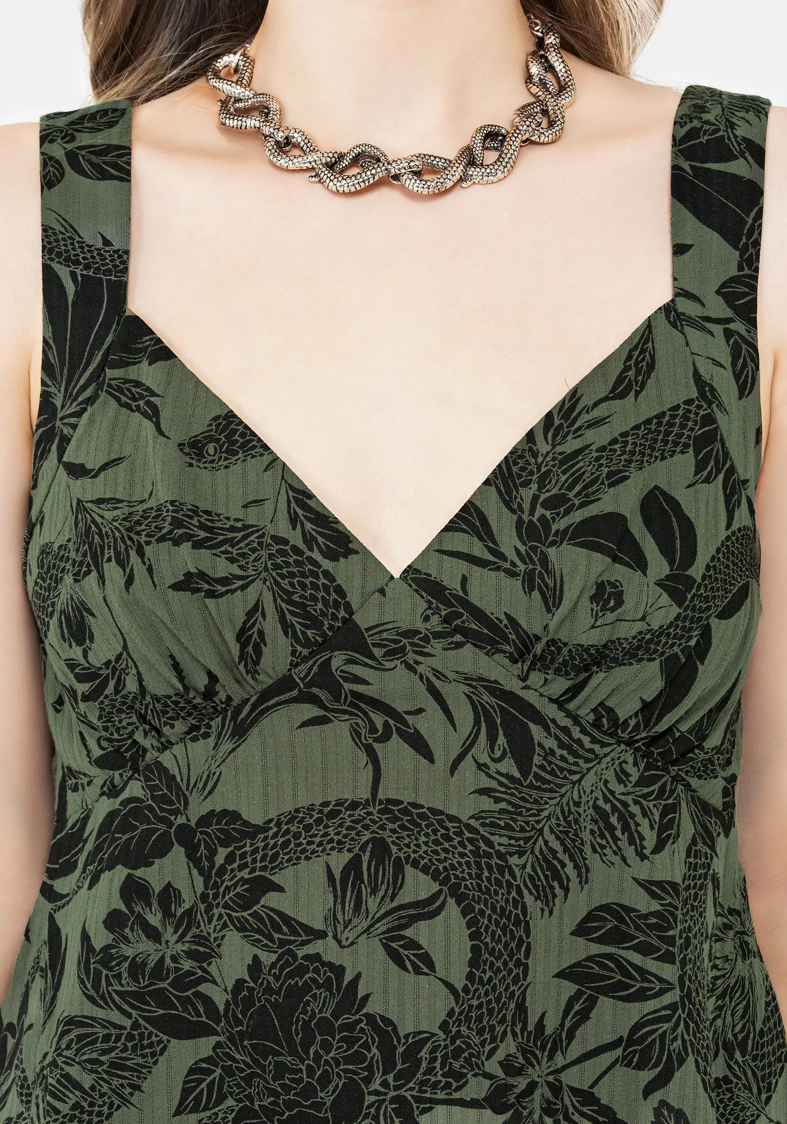Bashe Cotton Mini Sun Dress - Green Holiday Wear Easy Fit