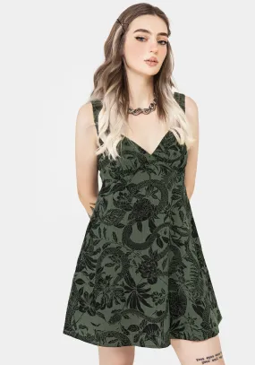 Bashe Cotton Mini Sun Dress - Green Soft Tone