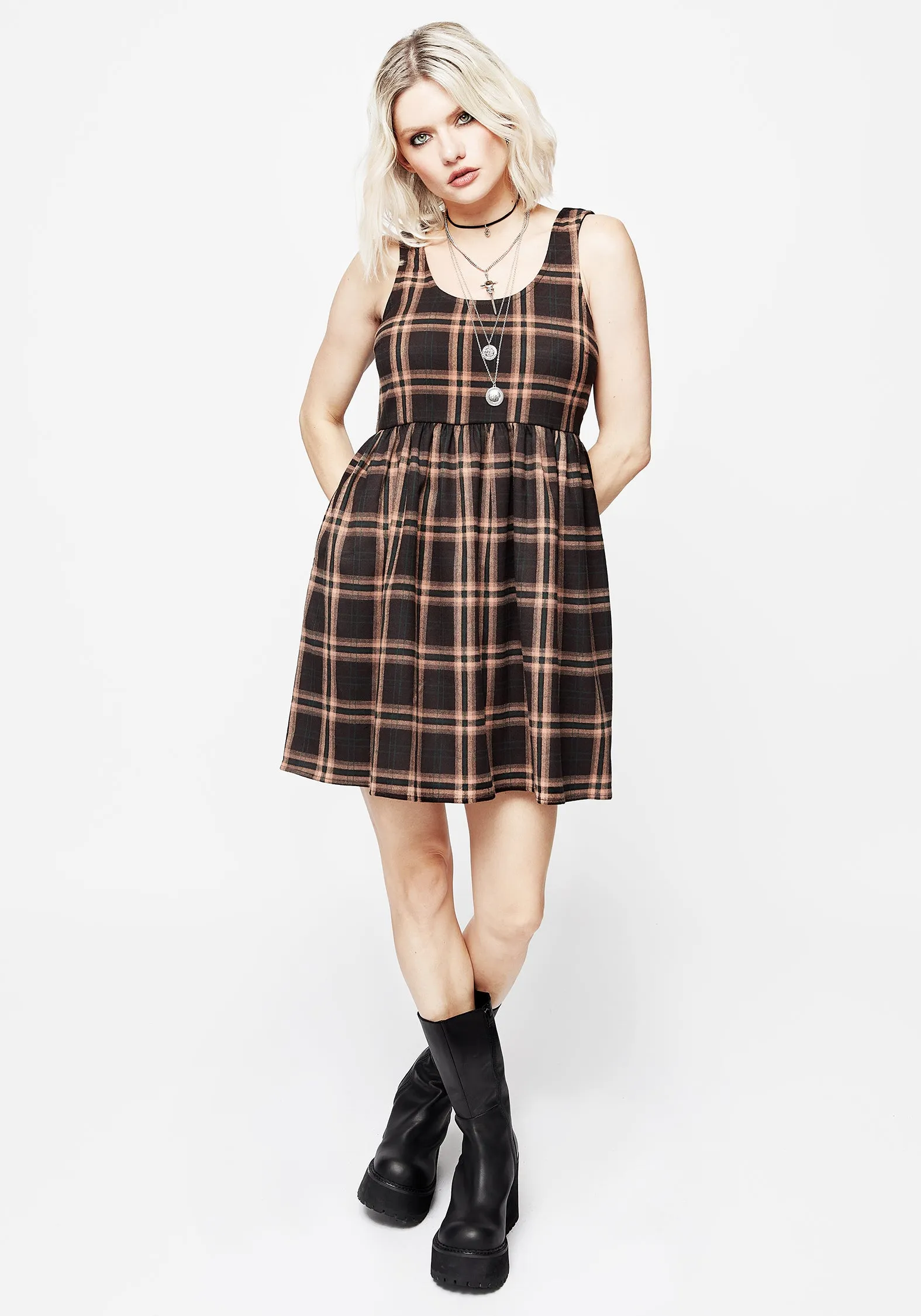 Ambrose Check Mini Dress Refined Line Smart and Polished