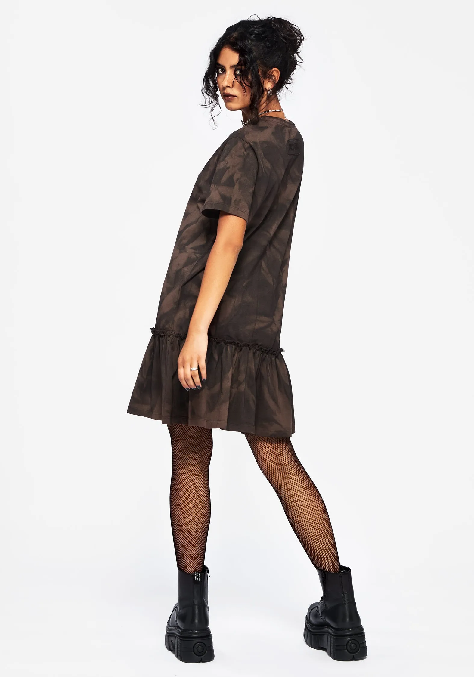 Bold Touch Mugwort Cotton Ombre Jersey Frill Hem Mini Dress