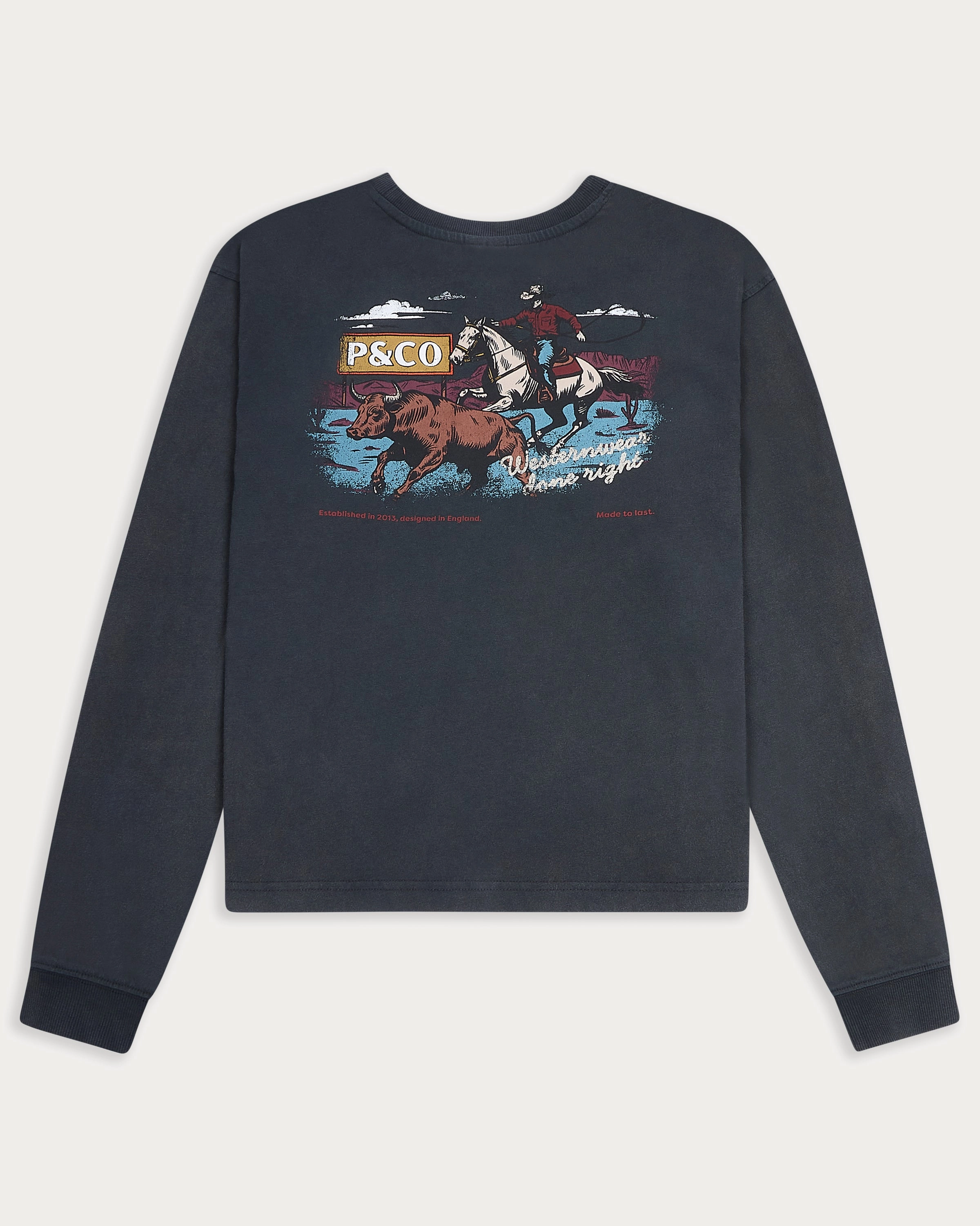 Western Wear Unisex Longsleeve T-Shirt - Acid Wash Cozy Look SustainableManufacturing