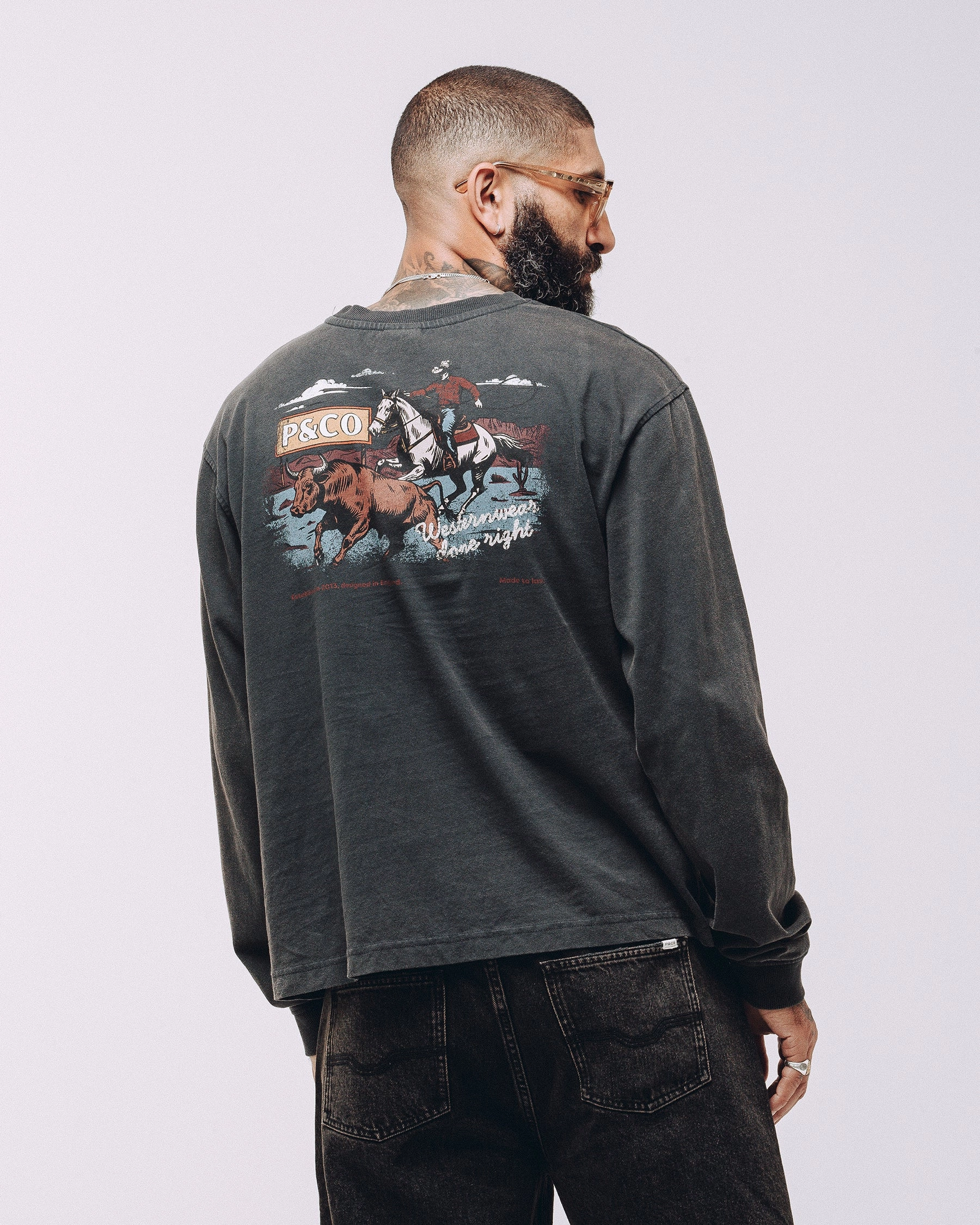 Fur combination Western Wear Unisex Longsleeve T-Shirt - Acid Wash