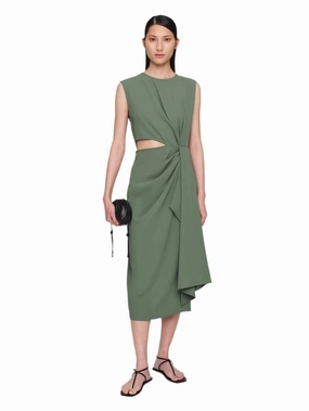 Pistachio Seymour Tri Acetate Dress Satin-Sleeve
