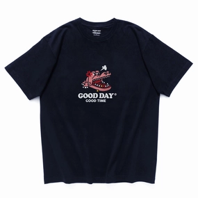 (ZT1113) Crocodile Teeth Graphic Tee Brushed Interior Lining Light Design