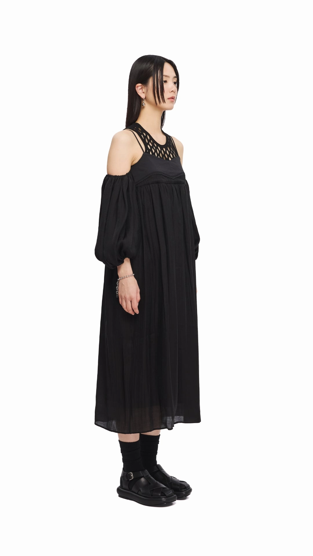 Cold Shoulder Dress Texture Rich Soft Fabric
