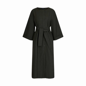 Khaki Uruguay Dress Pleated design