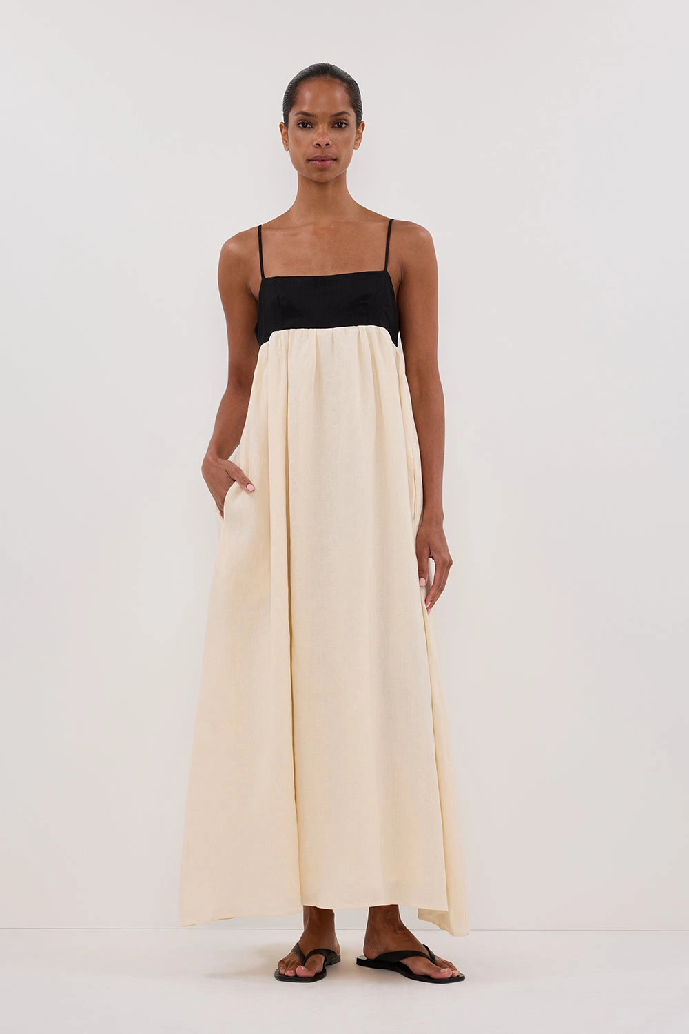 ELENA BUTTERMILK LINEN MAXI DRESS Shared Glow Rose Flush