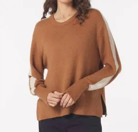All-Season Wear Snuggly Pieces Elevated Knit Crew Sweater In Almond/oatmilk Stripes