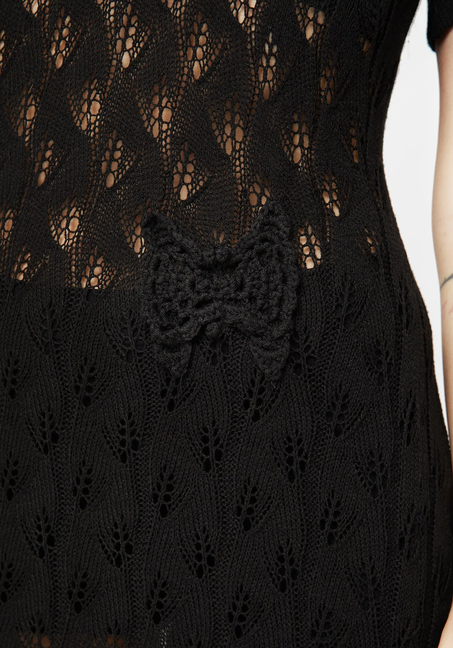 Elnora Moth Crochet Knit Maxi Dress Subtle Elegance