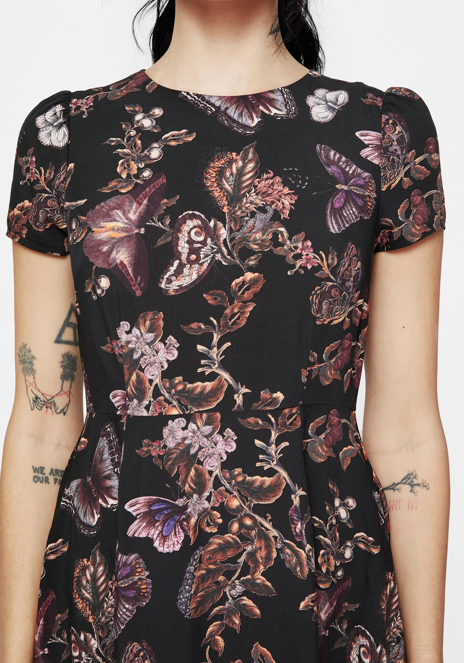 Eloise Floral Butterfly Print Mini Dress Pure Comfort Perfect Layers