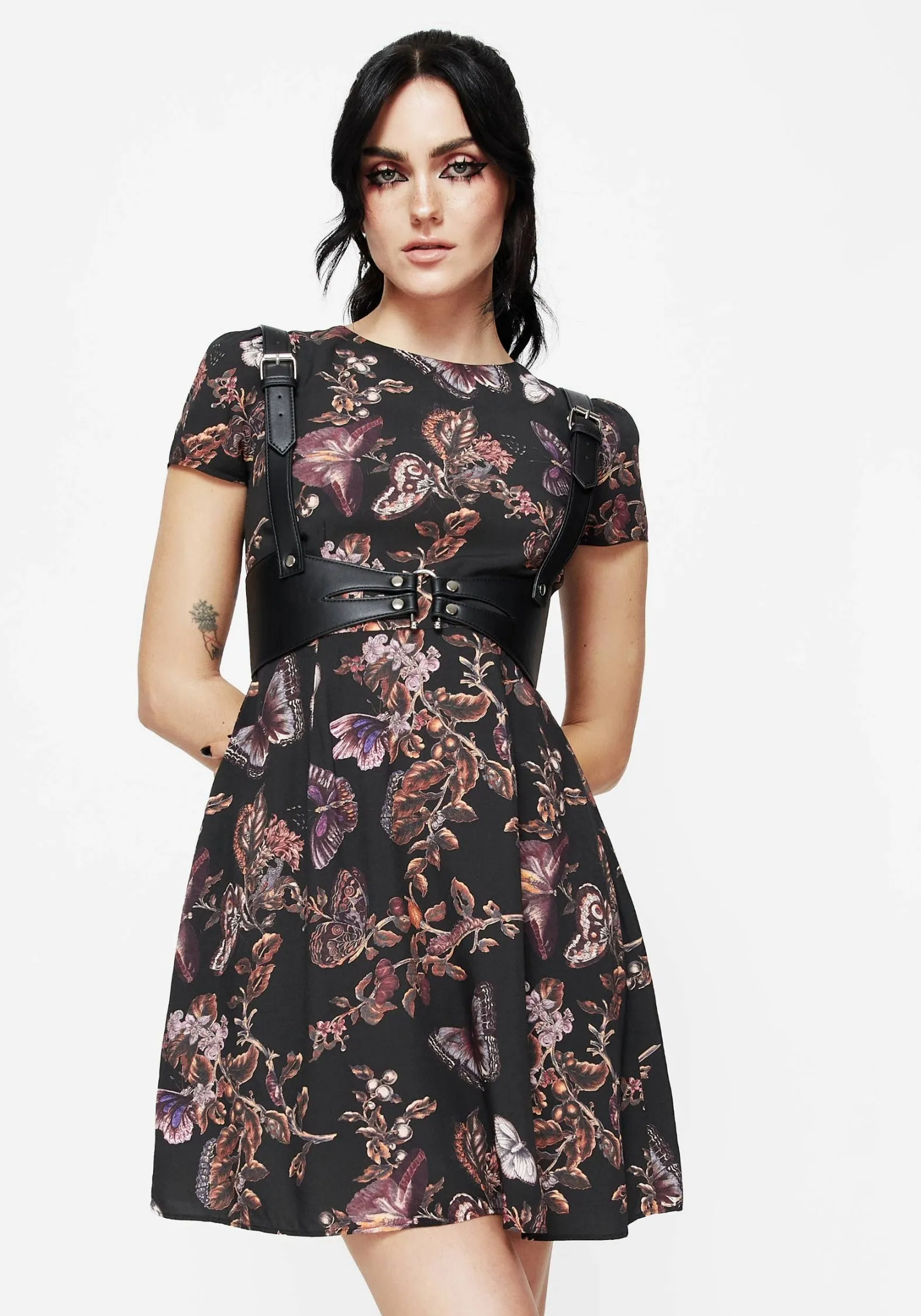 Eloise Floral Butterfly Print Mini Dress Street Mood