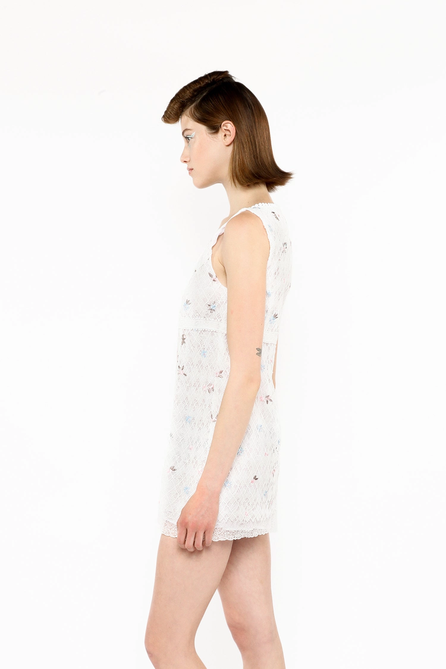 Embroidered Lacey Trellis Mini Dress Cozy Style museum visit
