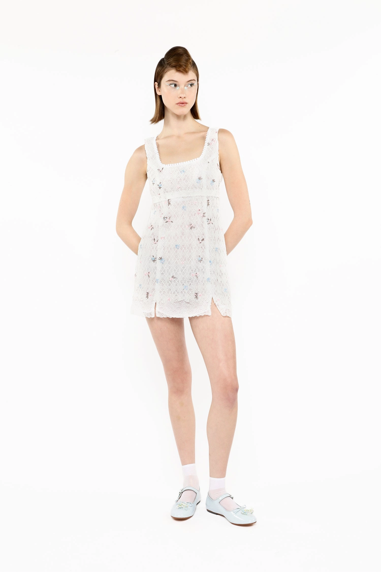 Embroidered Lacey Trellis Mini Dress Luxury-Fabric