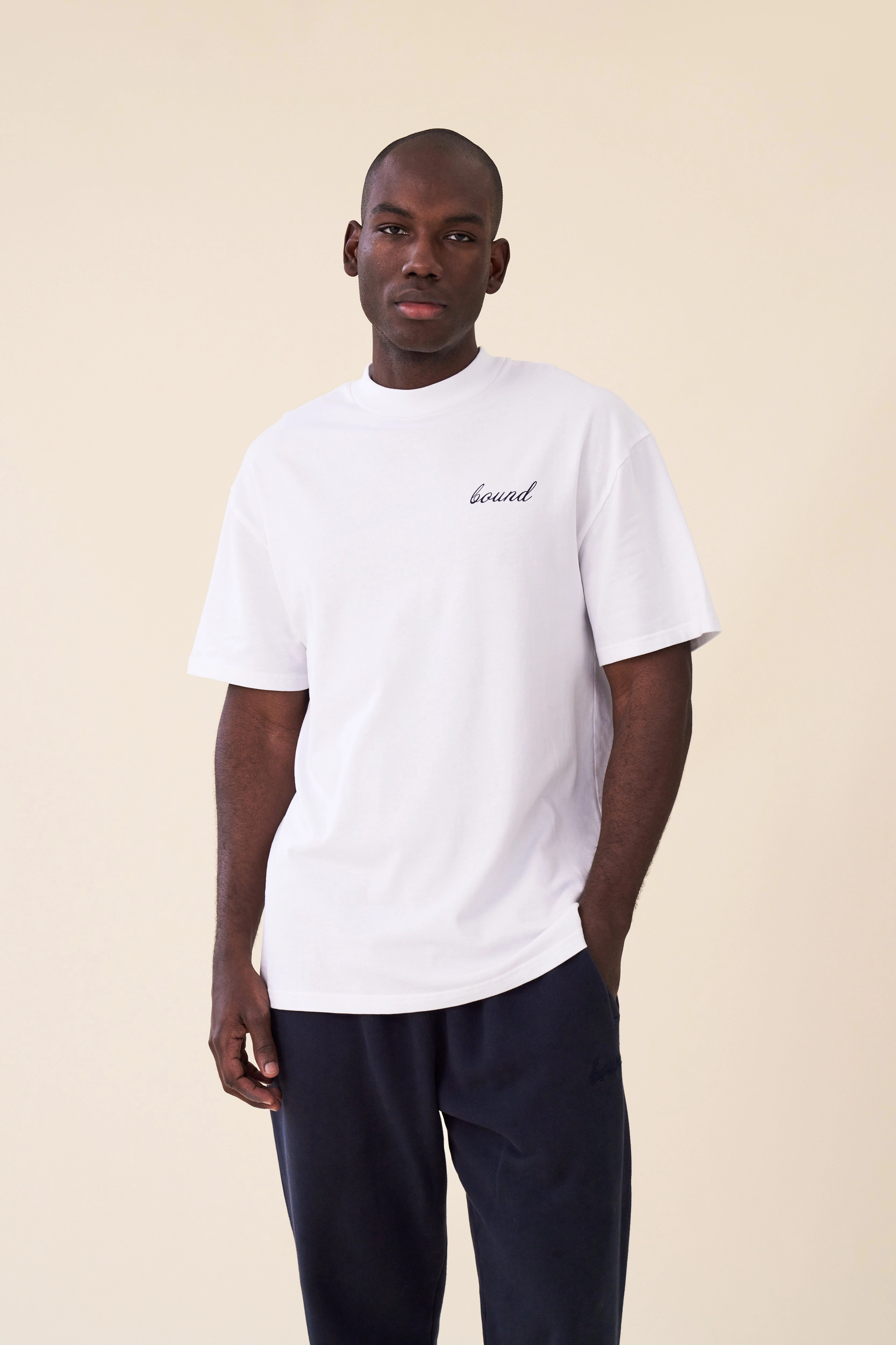 bound 'Porto Azulejos' Tee - White Comfortable Layering Washable