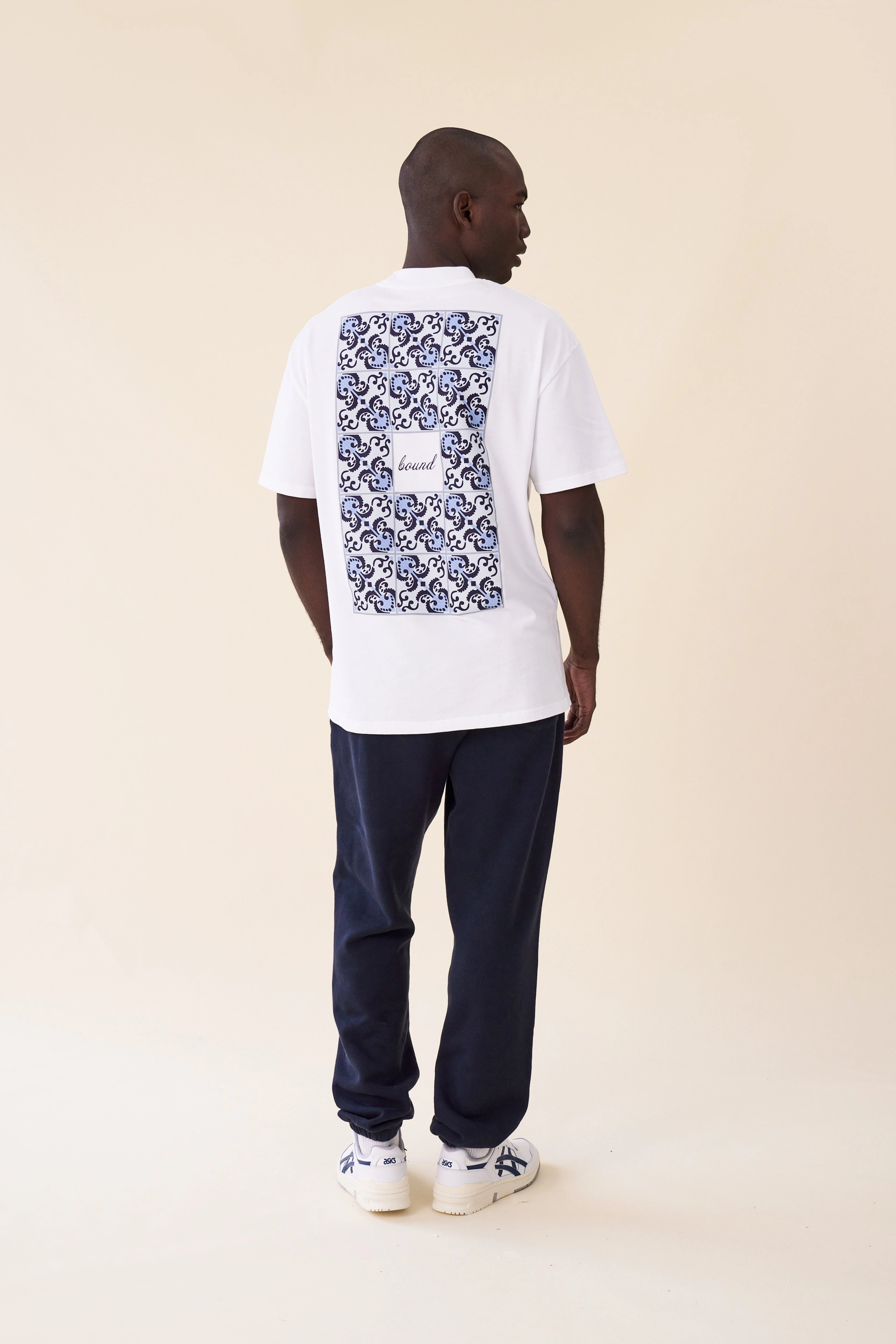 bound 'Porto Azulejos' Tee - White Lightweight Layer