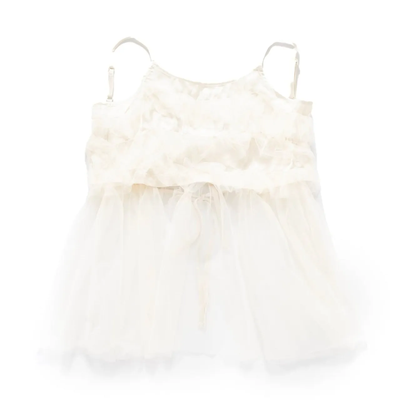 (VT1477) 2 Ways See Through Gathered Vest Flat