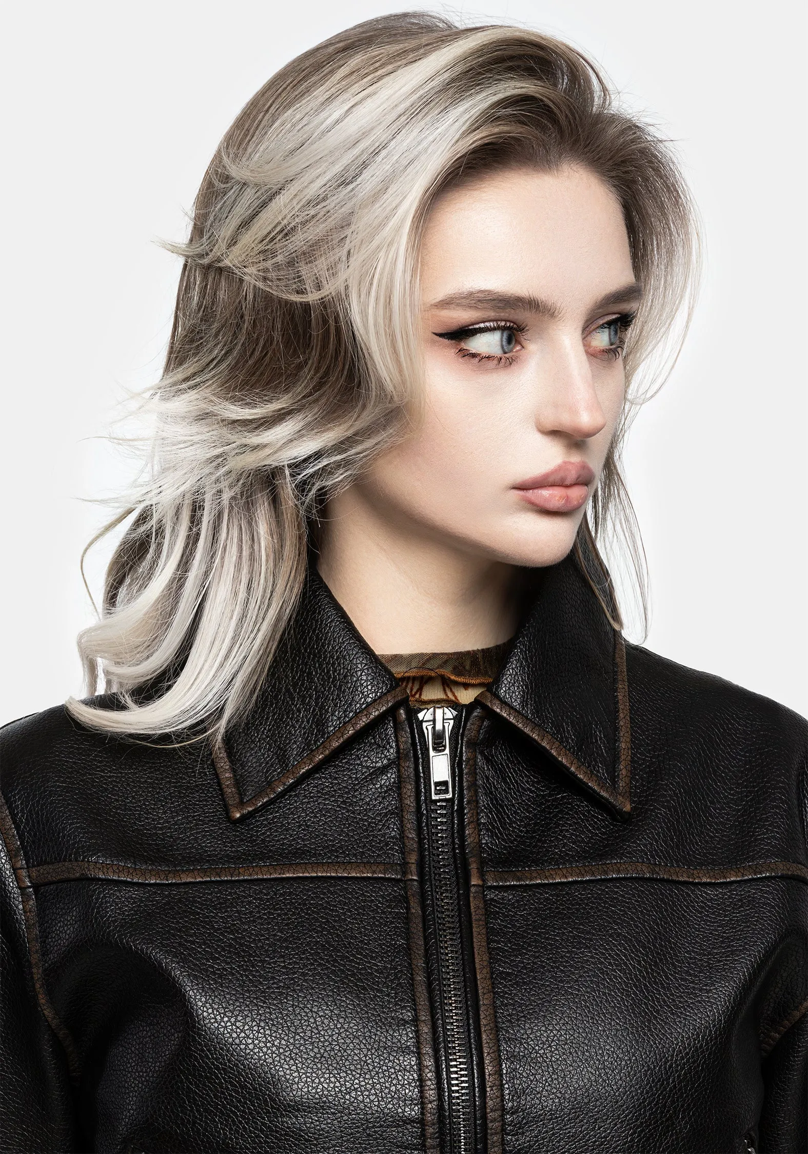 Ermania Crop Faux Leather Jacket Simple Layers Eco Friendly Textile