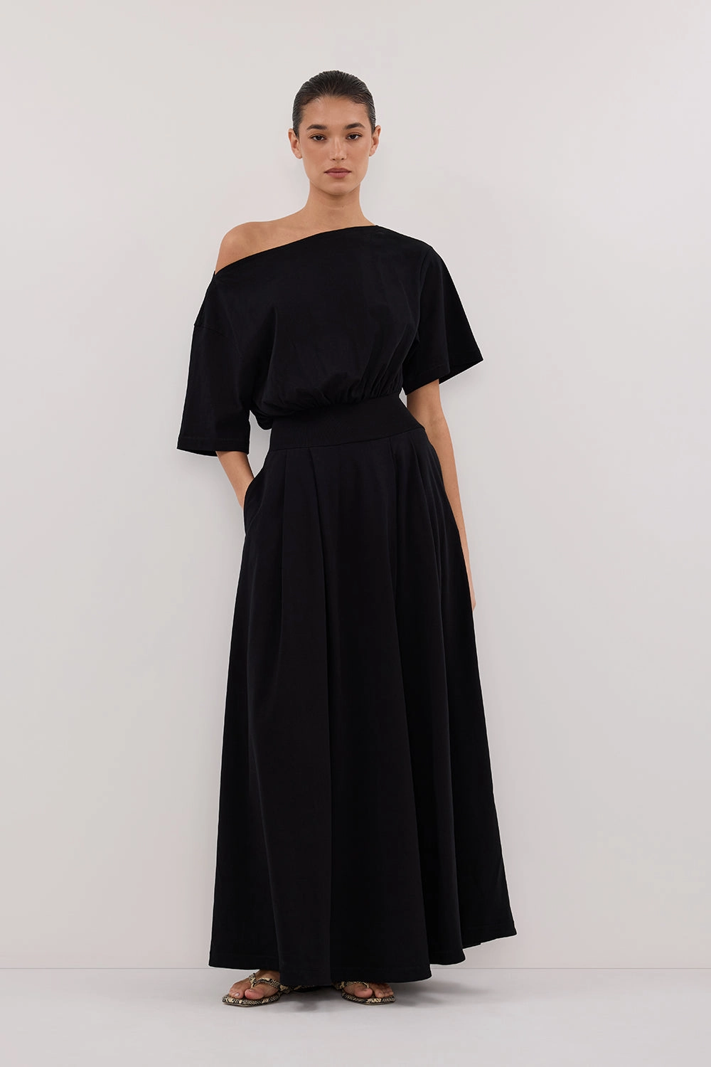 Modest Cut ESME BLACK ASYM MAXI DRESS
