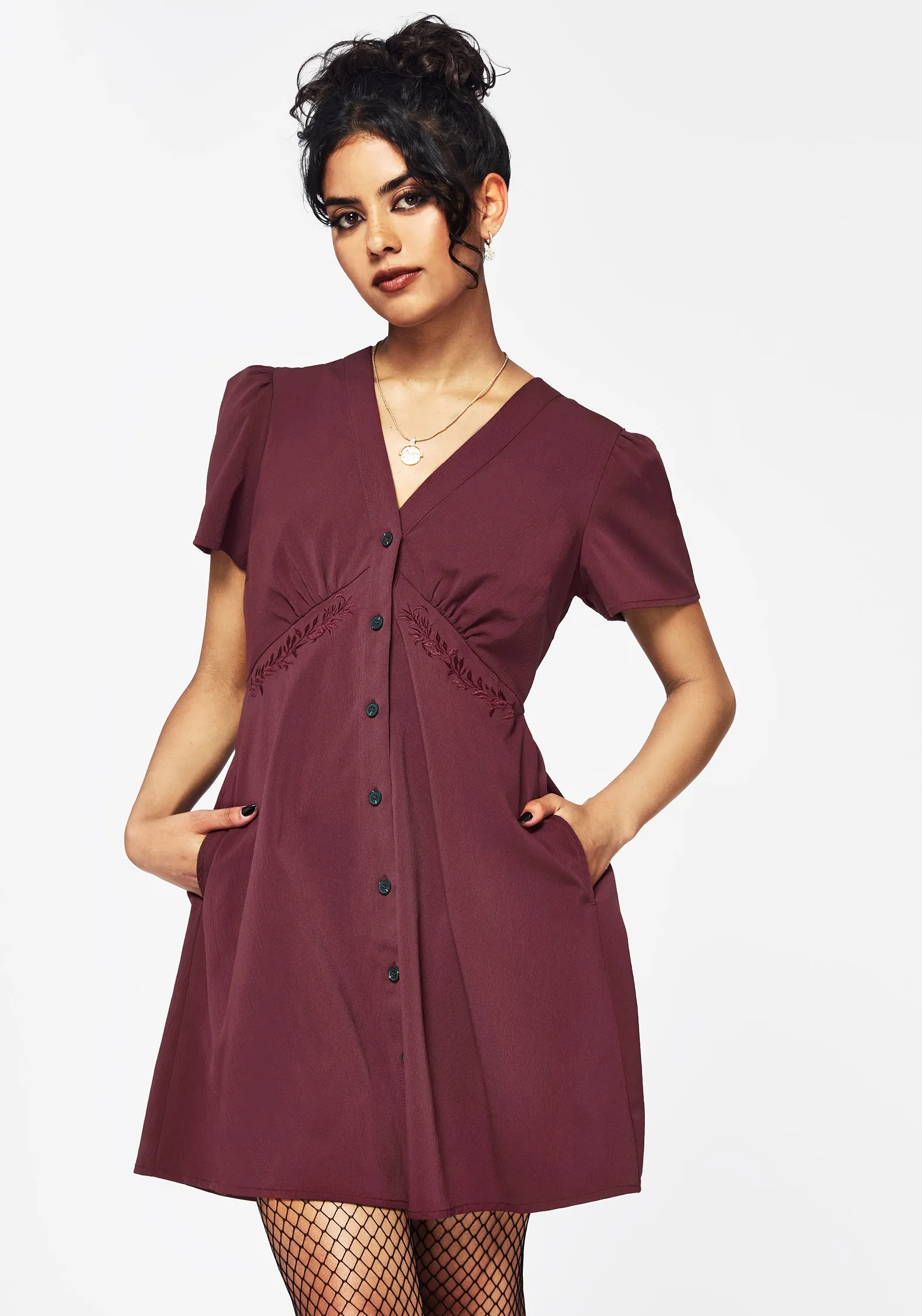 Essence Short Sleeve Mini Dress ruffle trim Calm Outfit