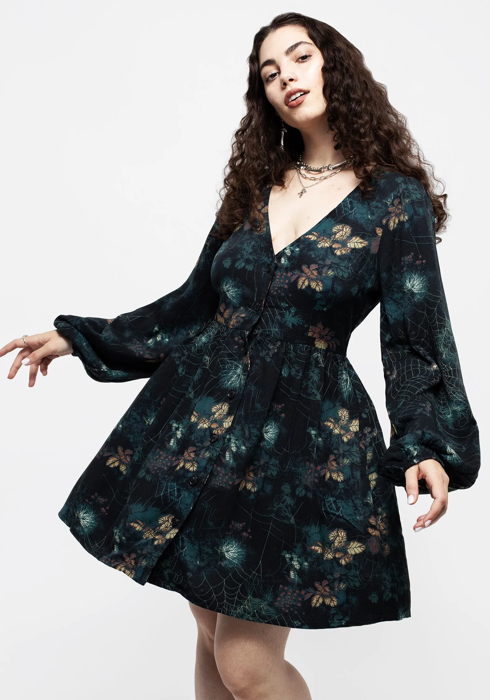 Moment Glow Understated Charm Blackthorn Button Up Mini Dress