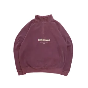 Light Reflective Trim Thermal Insulation Design Vice 84 'Off-Court GSM' Washed 1/4 Zip Sweater - Maroon