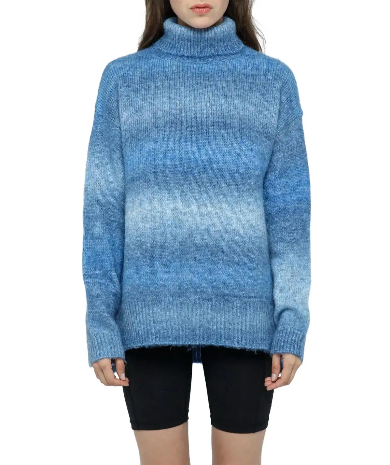 Ombr Turtleneck Sweater In Blue Mix Chilly Wardrobe