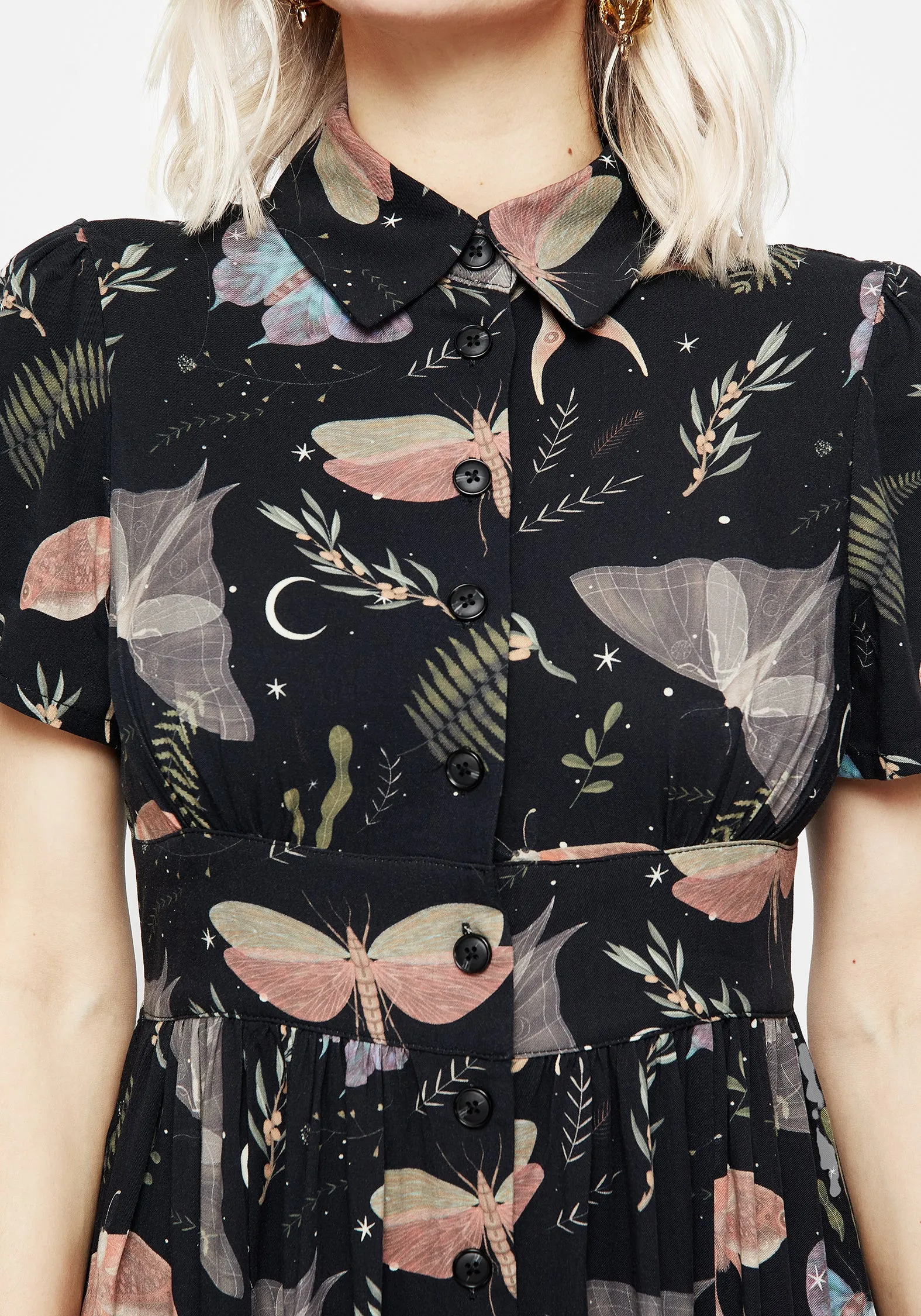 Nightmoth Midi Shirt Dress Trend-Inspired Sophisticated cocktail dress