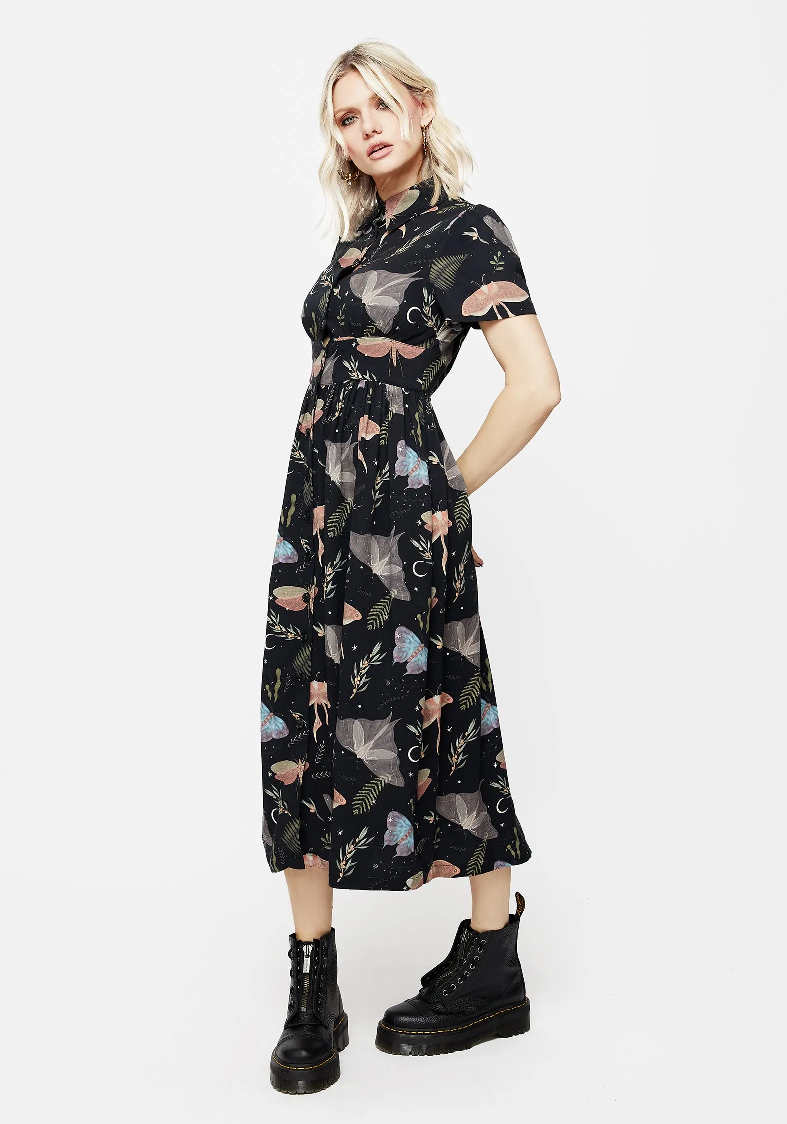Nightmoth Midi Shirt Dress Elegant Simplicity