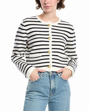 Moisture Wicking Knit Endless Rose Knit Stripe Wool-Blend Cardigan