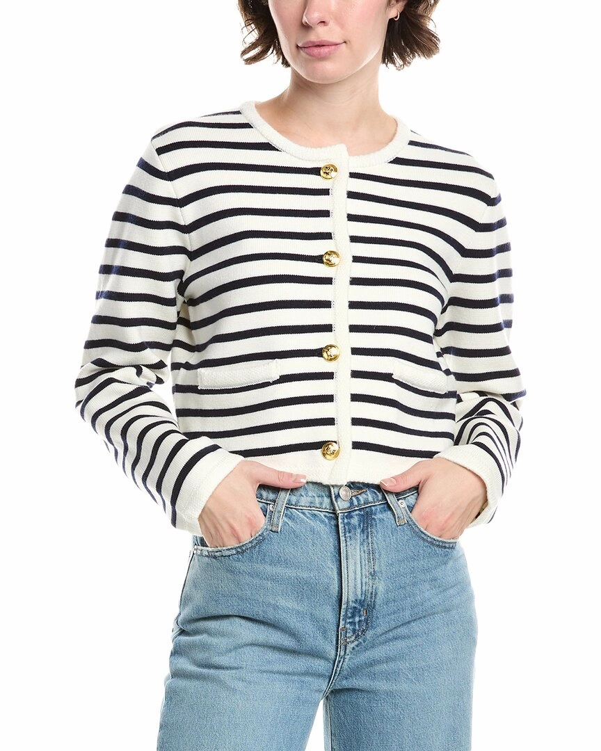 Endless Rose Knit Stripe Wool-Blend Cardigan Warm Wardrobe