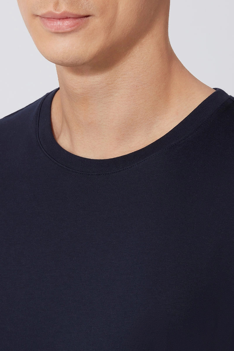 Sleek Layer Super Soft Crew Neck T-Shirt | Navy NNY096