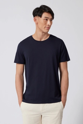 Soft and Lightweight anniversary Super Soft Crew Neck T-Shirt | Navy NNY096