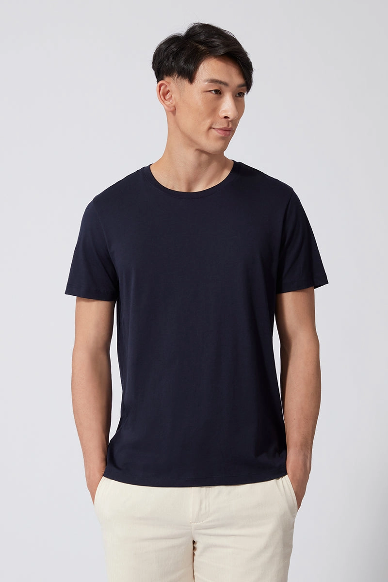 Soft and Lightweight anniversary Super Soft Crew Neck T-Shirt | Navy NNY096