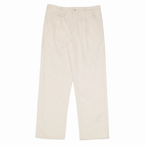 bound Wide Leg Corduroy Trousers - Light Cream Perfect Comfort Fit