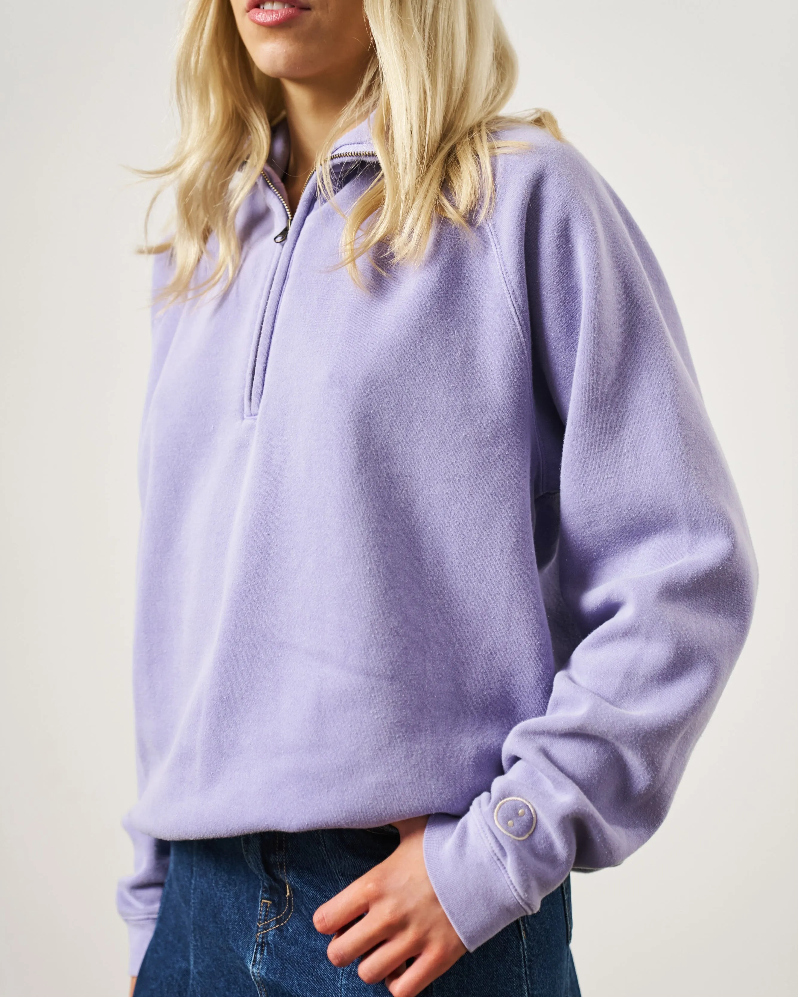 Essentials Vintage Washed 1/4 Zip Sweatshirt - Orchid Everyday Comfort Wear