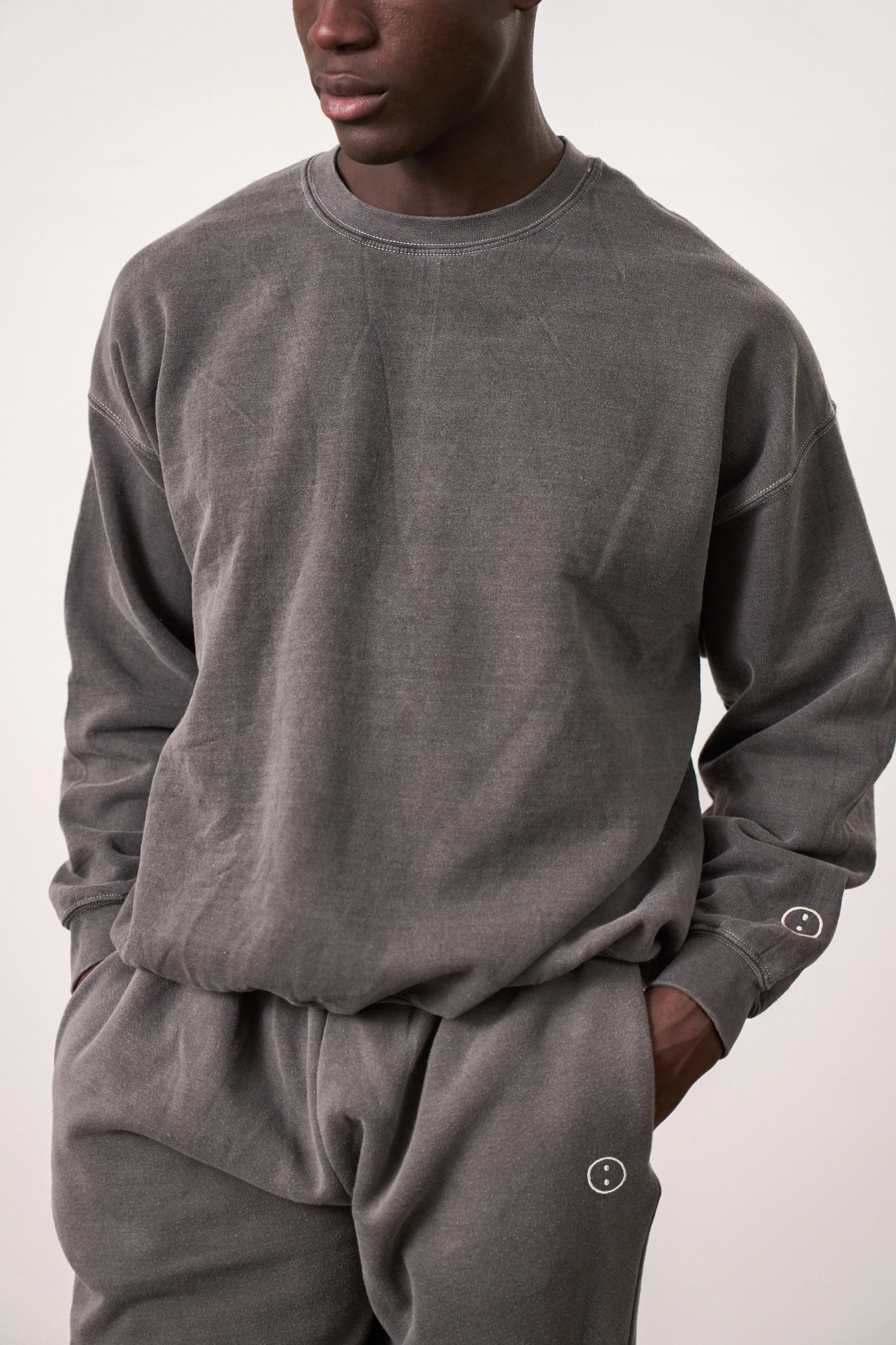 Cold Day Outfit Essentials Vintage Washed Sweater - Charcoal