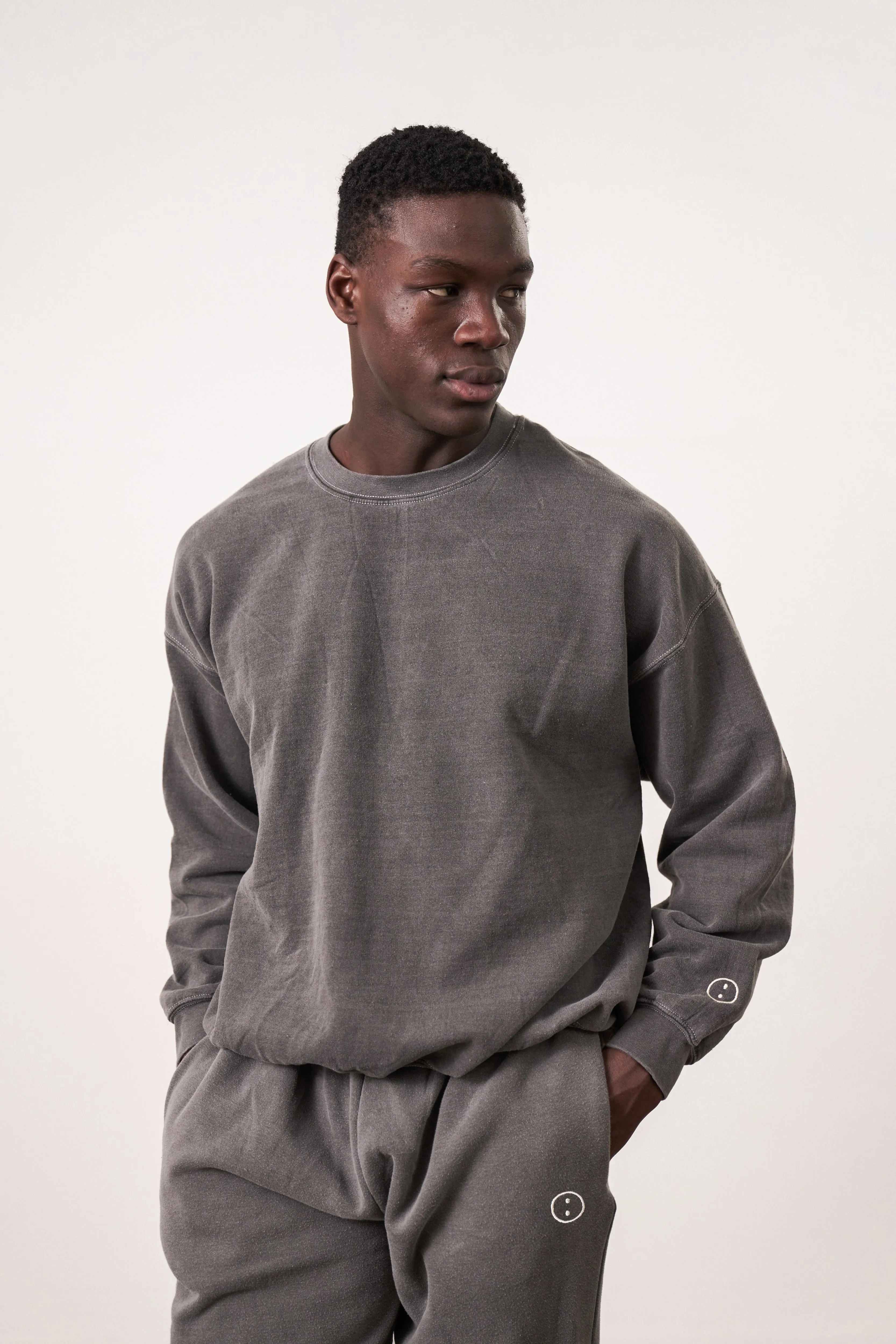 Comfy Design Adjustable drawstring Essentials Vintage Washed Sweater - Charcoal