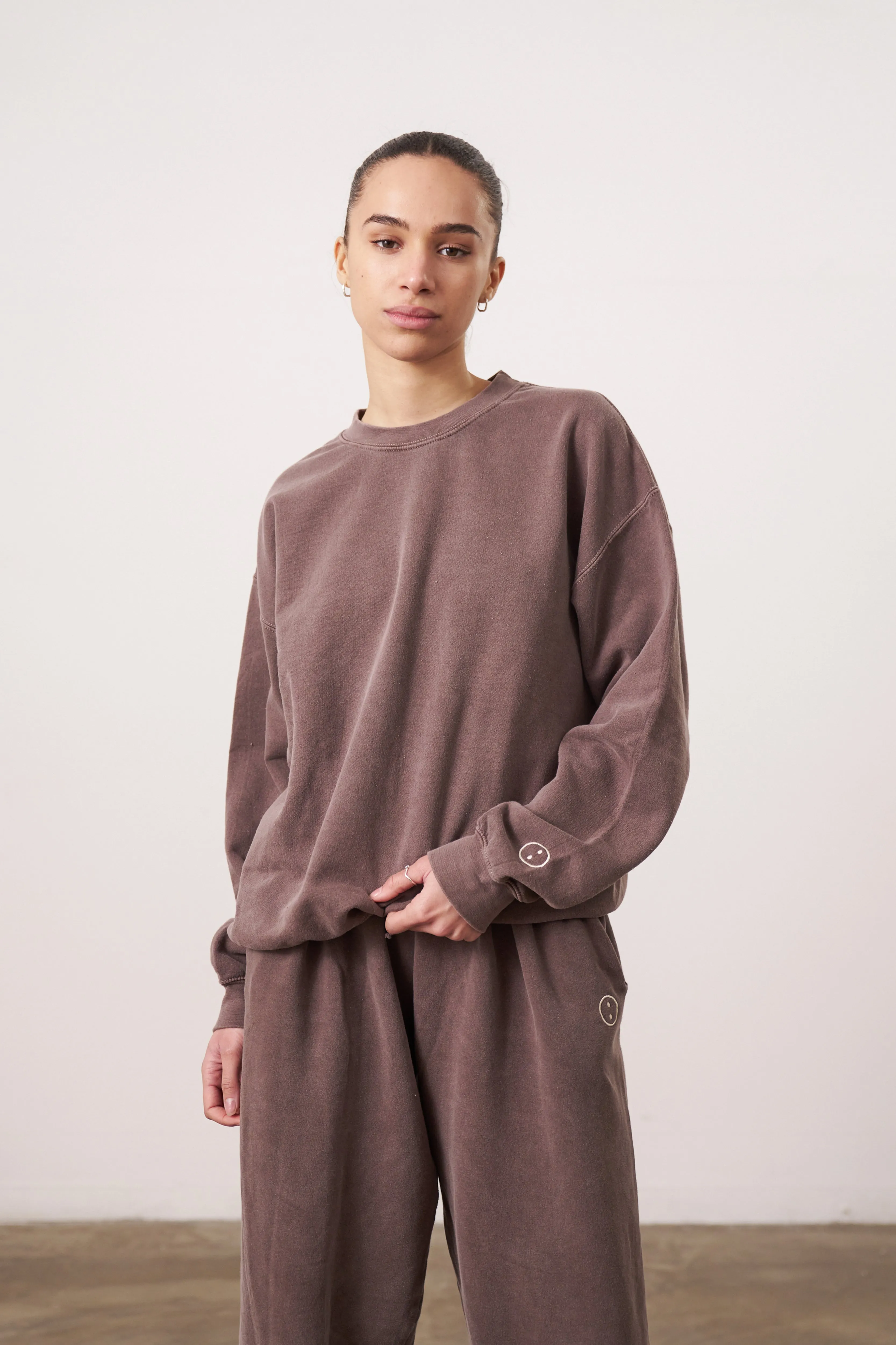 Relaxed Knit Essentials Vintage Washed Sweater - Cocoa