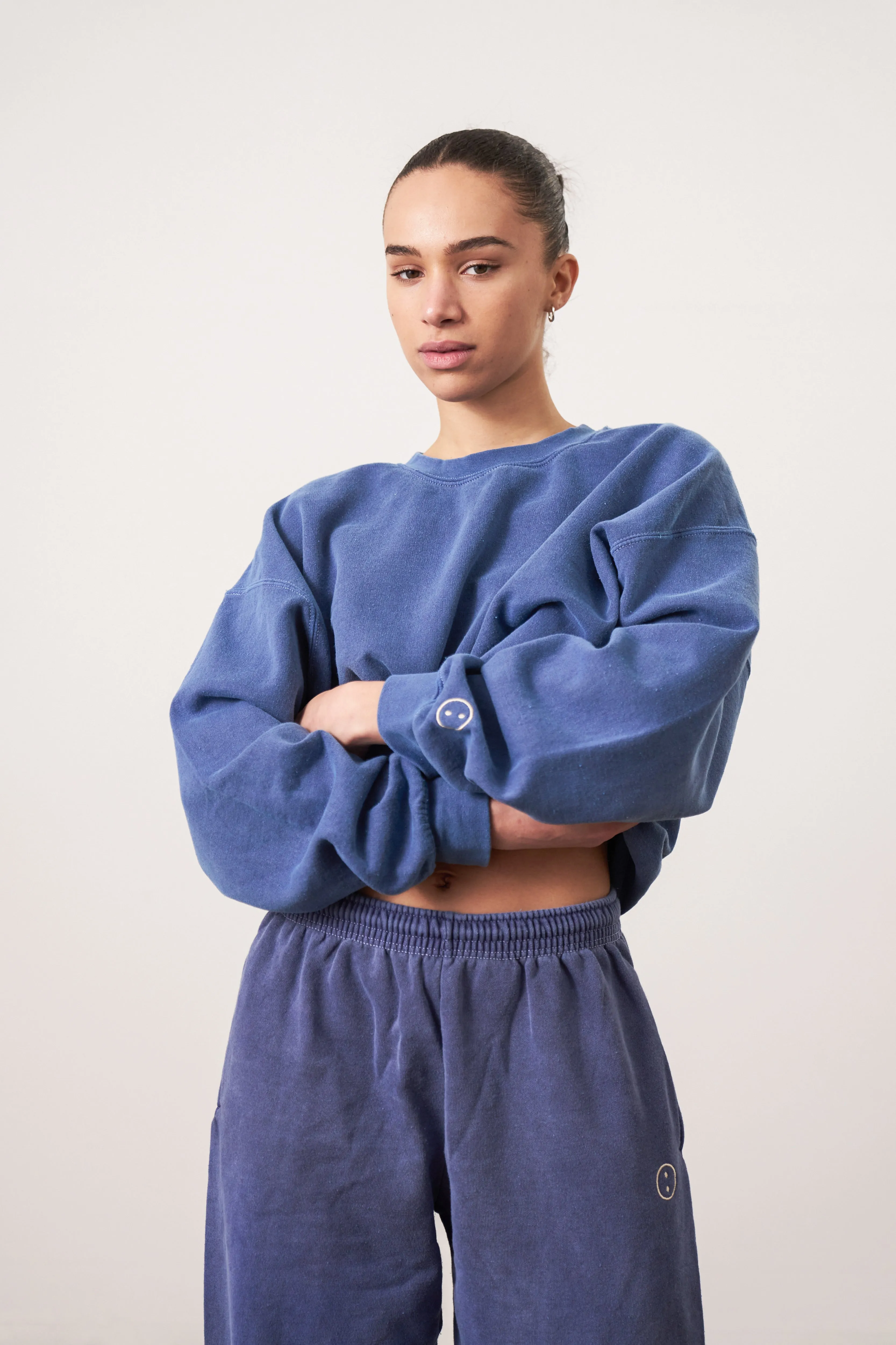 Essentials Vintage Washed Sweater - Navy Layered Knitwear Layering Comfort