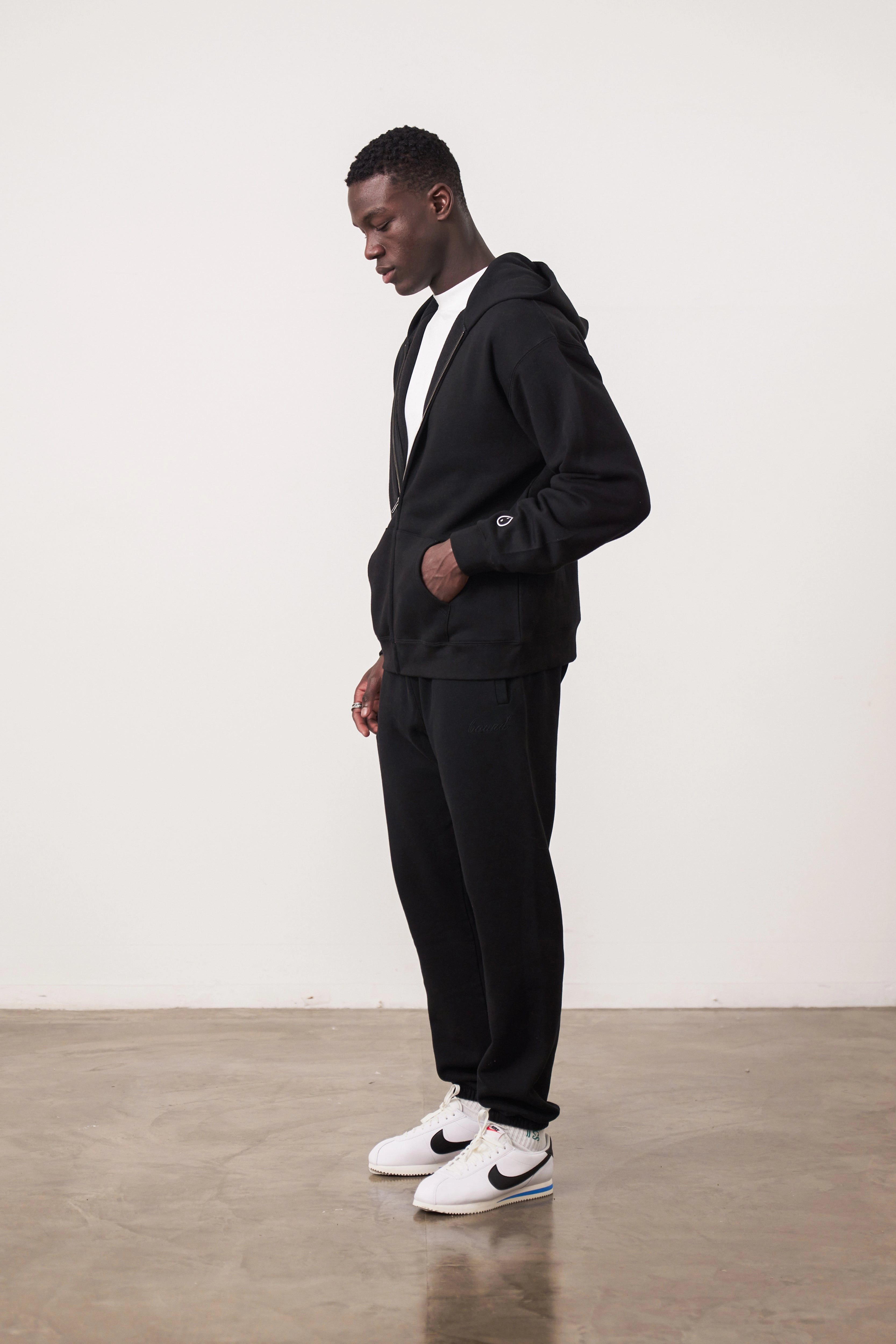 Essentials Premium Zip Up Hoodie - Black Flexible Hood