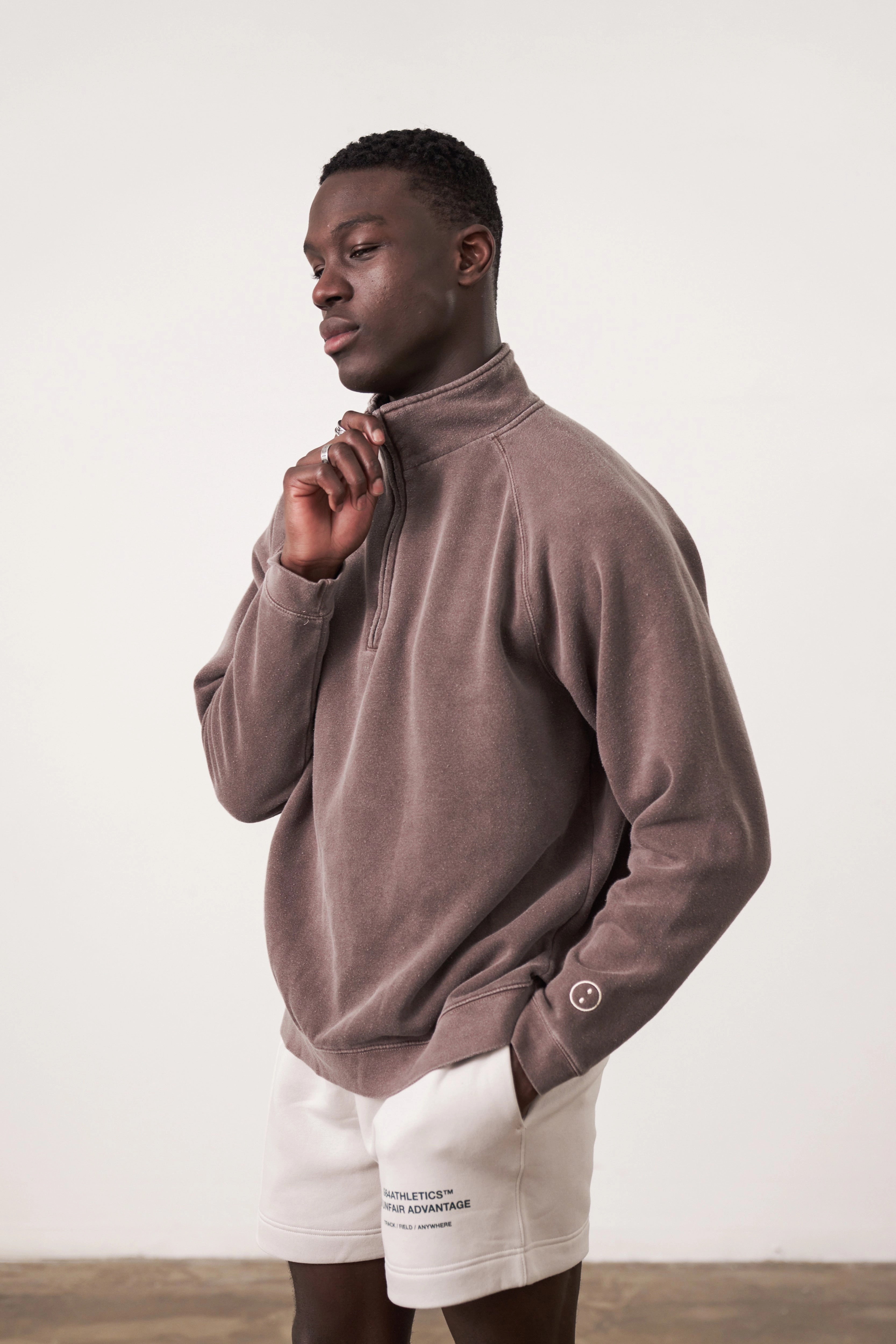 Essentials Vintage Washed 1/4 Zip Sweatshirt - Cocoa Outdoor Style
