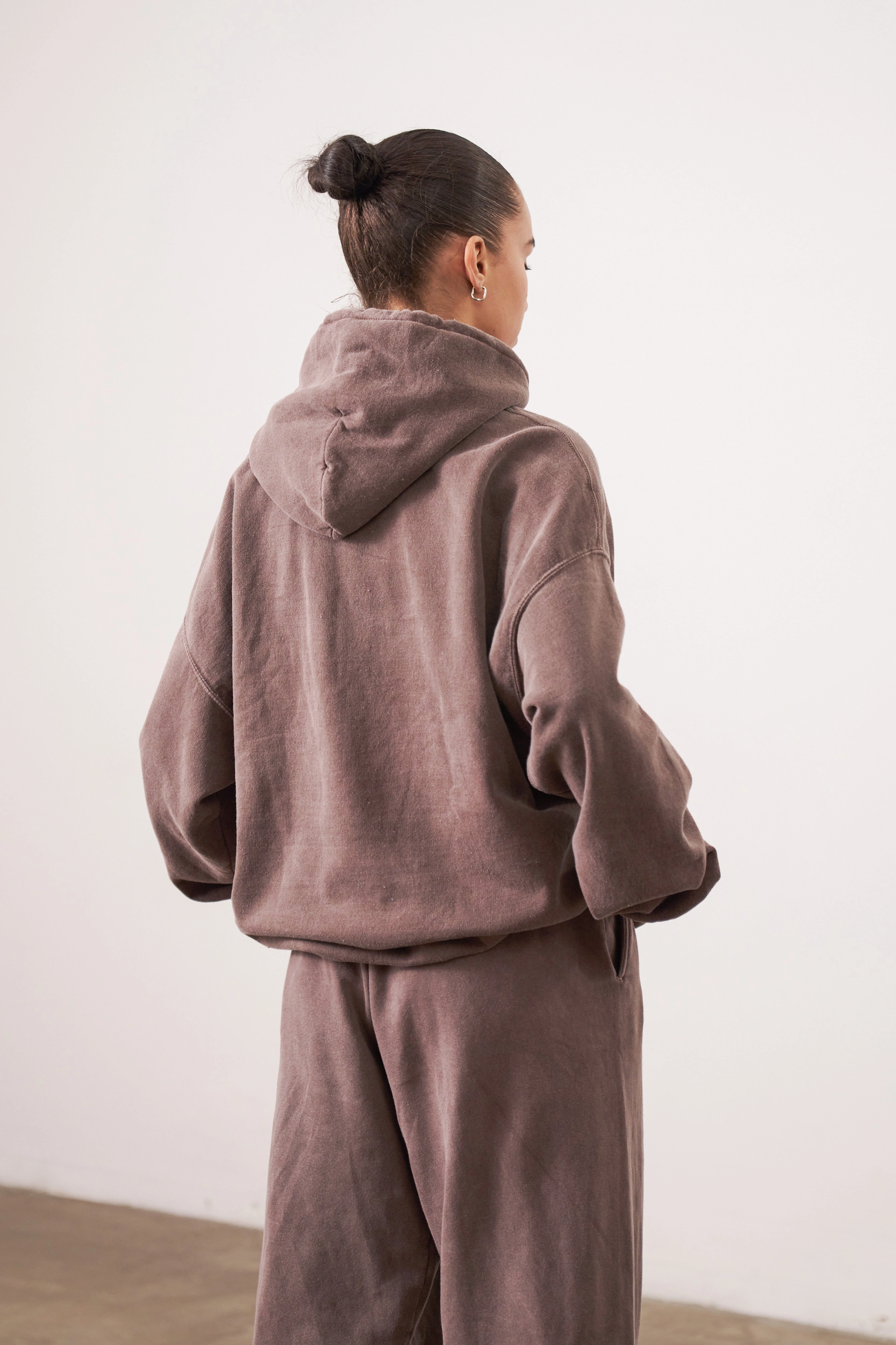 Essentials Vintage Washed Hoodie - Cocoa Compact Ribbed Cuffs