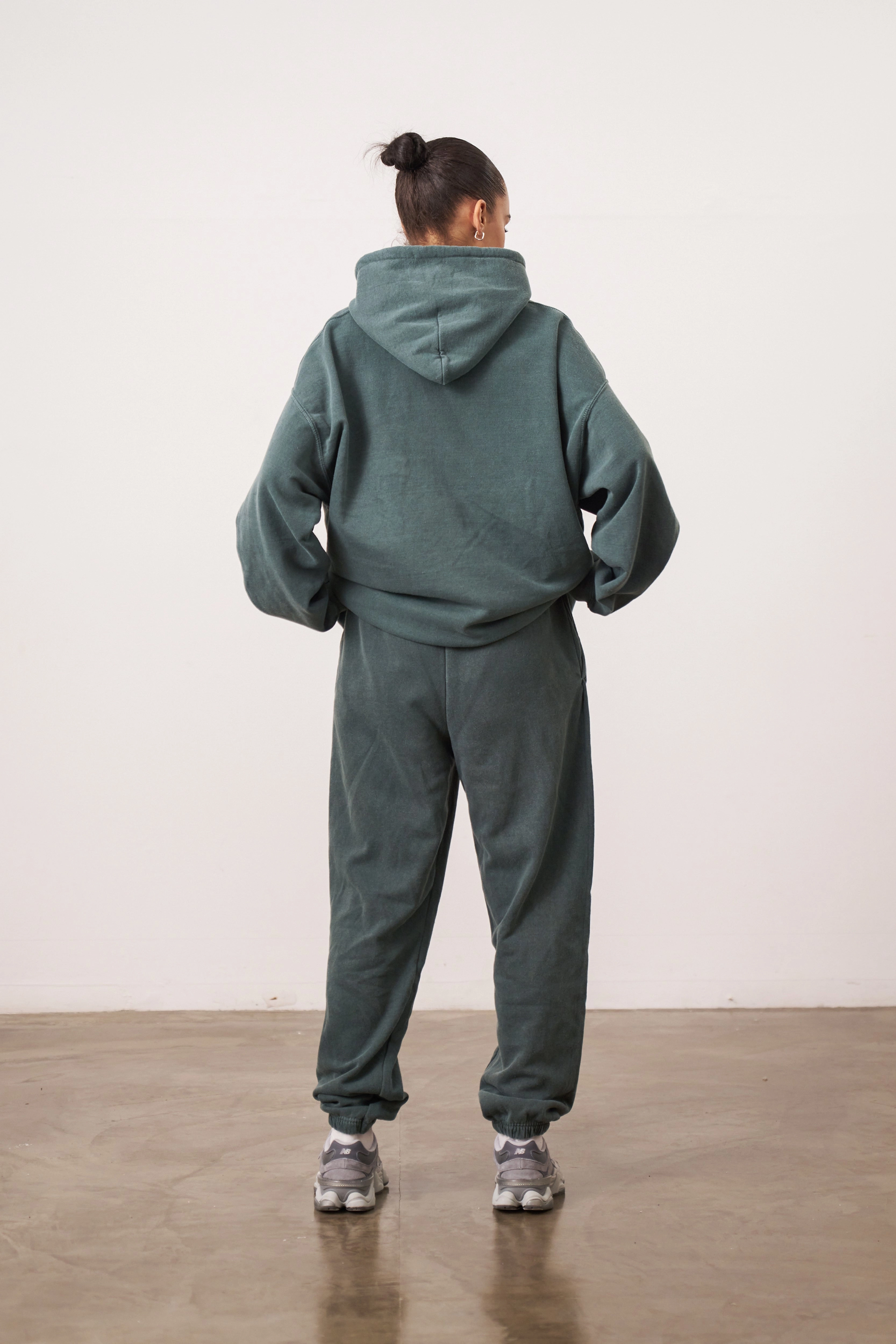 Ergonomic Armholes Themed wear Essentials Vintage Washed Hoodie - Forest